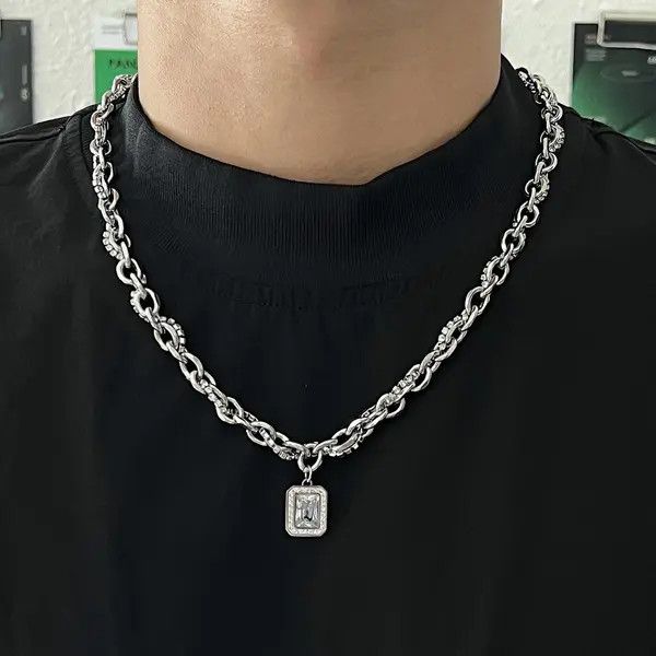 Jewelry Silver Chain Necklace with Pendant Size ONE SIZE - 3 Thumbnail