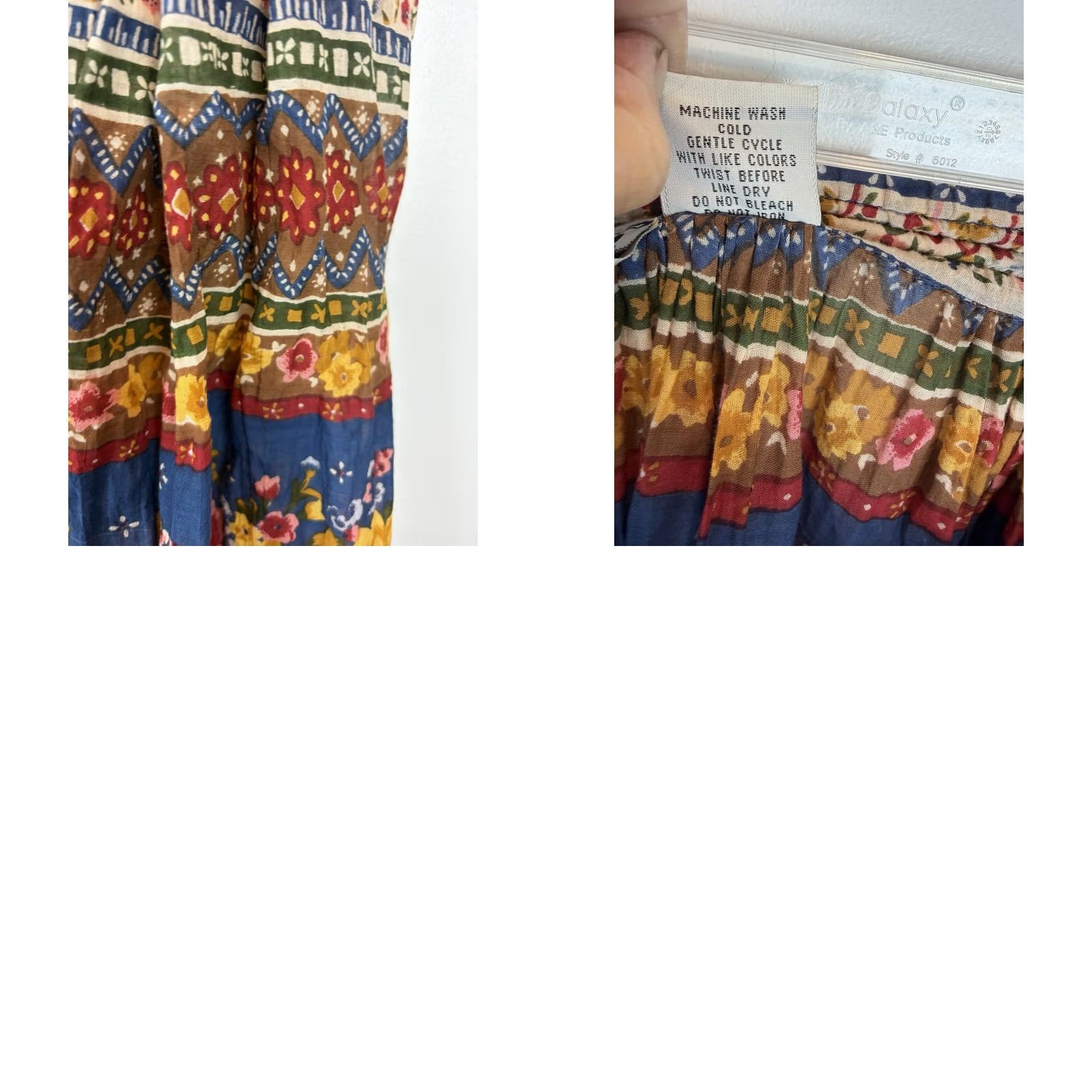 Basic Editions Basic Editions Skirt Womens Large Maxi Floral Boho Peasant Indie Festival Knit Cotton Blue Long Regular M Size 32" / US 10 / IT 46 - 8 Thumbnail