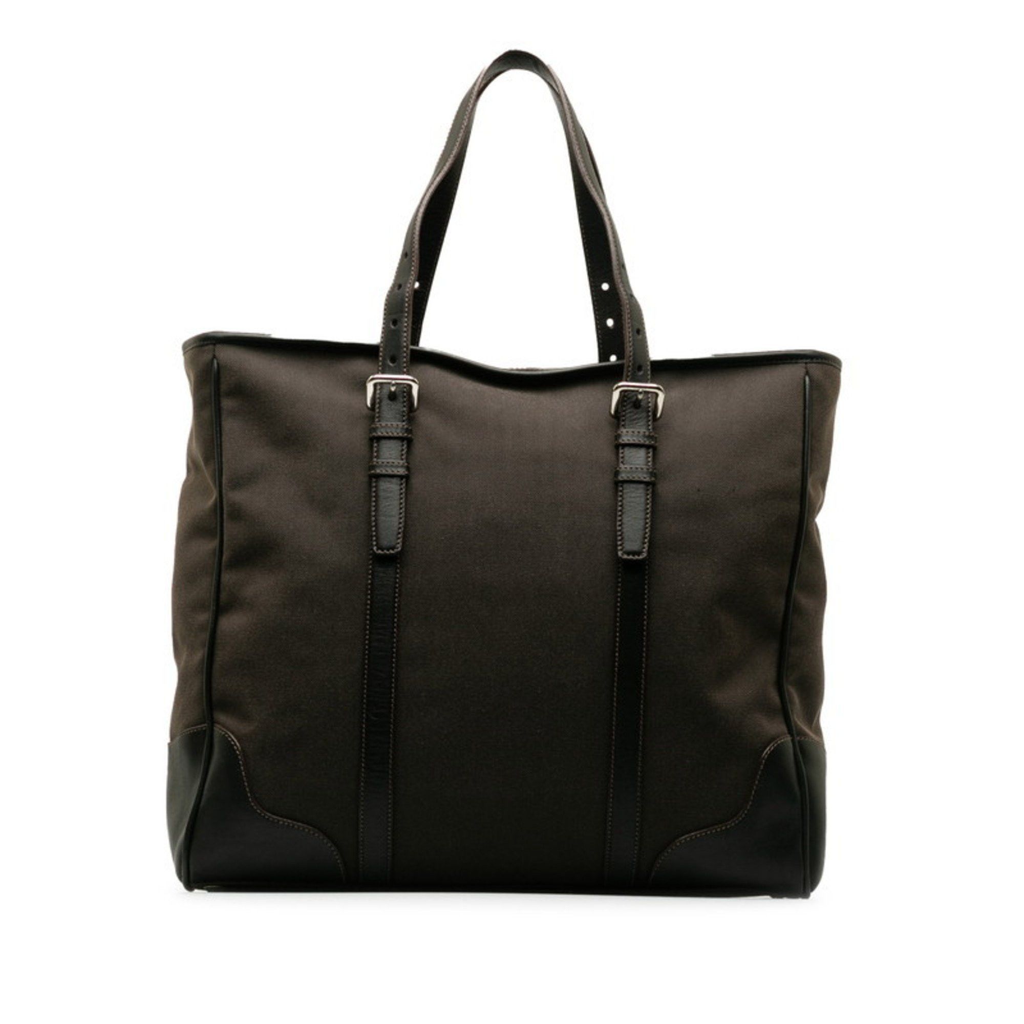 image of Prada Jacquard Handbag Tote Bag Va0641 Brown Canvas Leather Ladies Prada, Women's