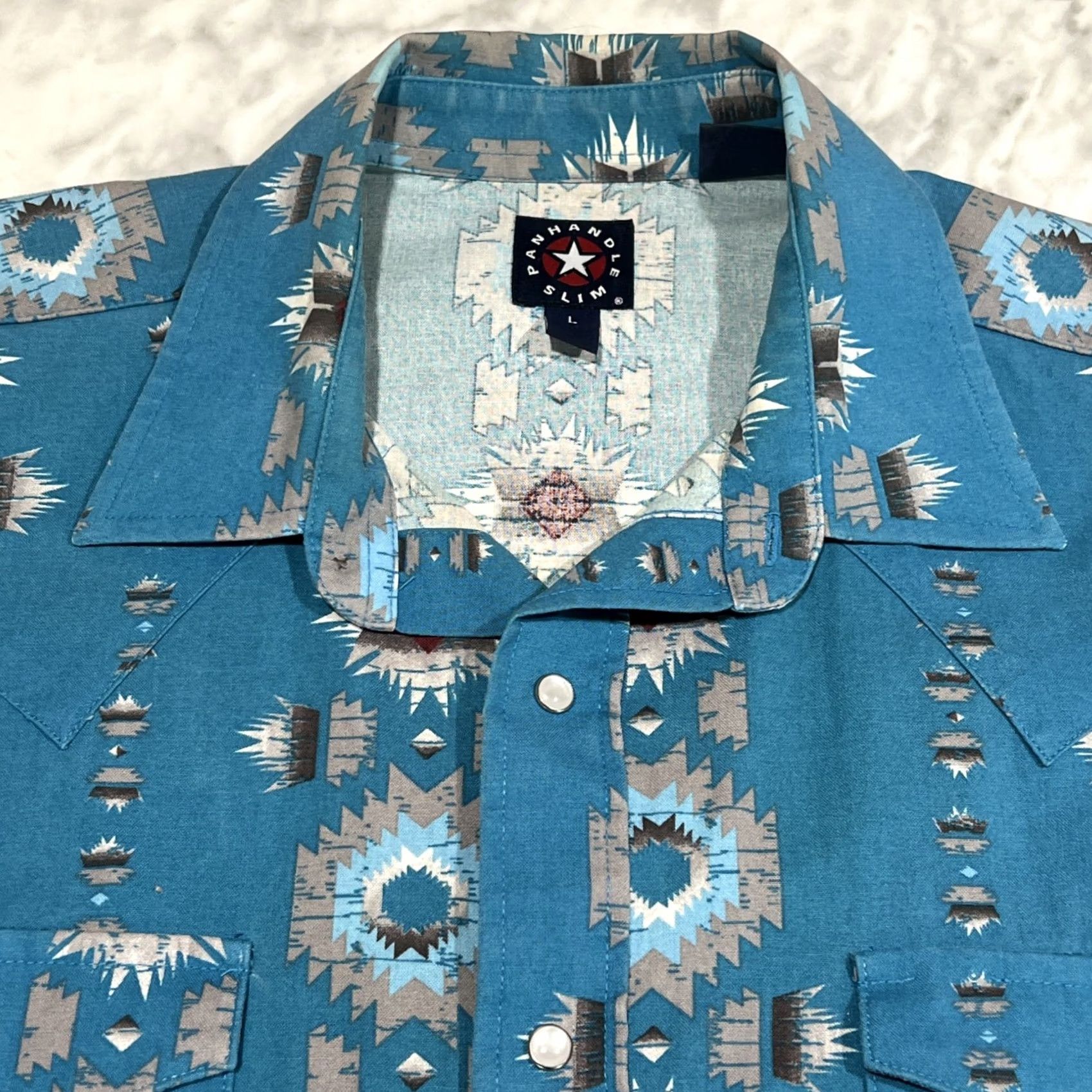 Vintage Panhandle Slim Western Pearl Snap Shirt Men L Aztec Southwest Long Sl. Cotton Size US L / EU 52-54 / 3 - 4 Thumbnail
