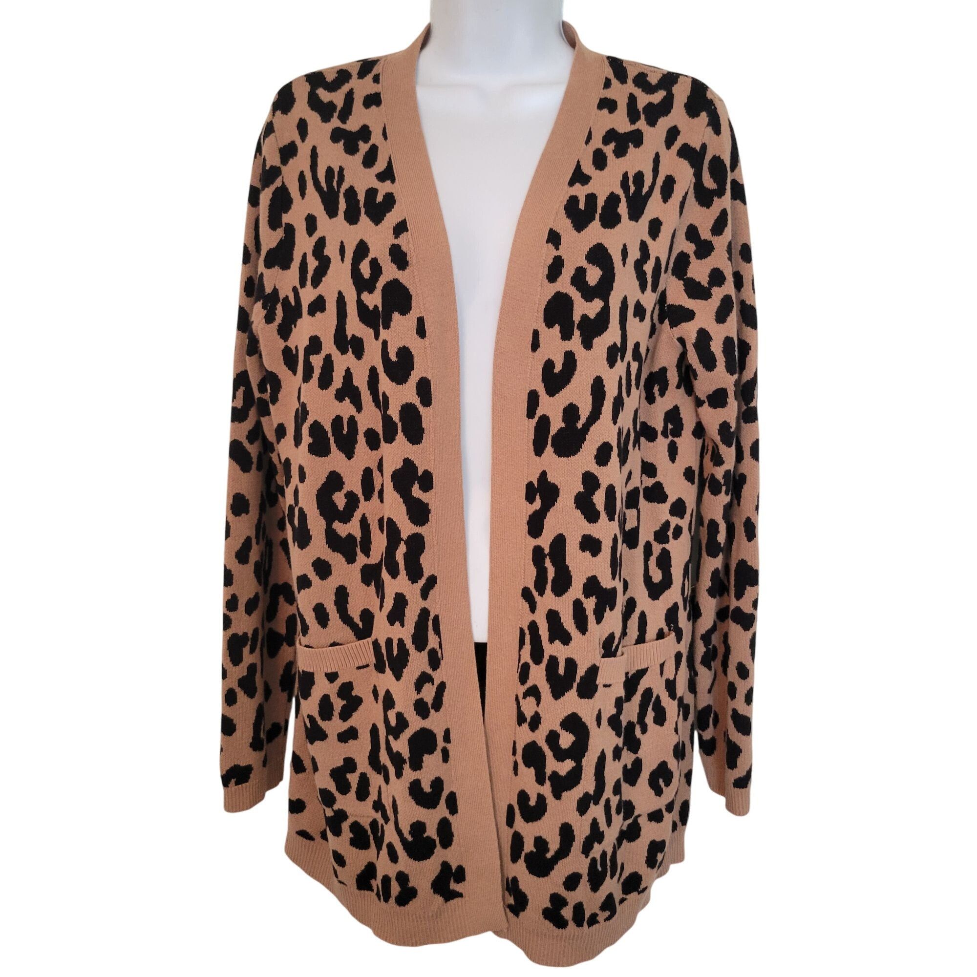 Other Kim Rogers PS Tan Animal Cable Cardigan Cotton Open Front Ja Size S / US 4 / IT 40 - 1 Thumbnail