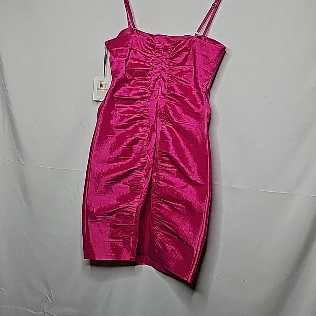 Calvin Klein NWT Calvin Klein shimmer Taffeta fuschia pink ruched dress 6 Size M / US 6-8 / IT 42-44 - 5 Thumbnail