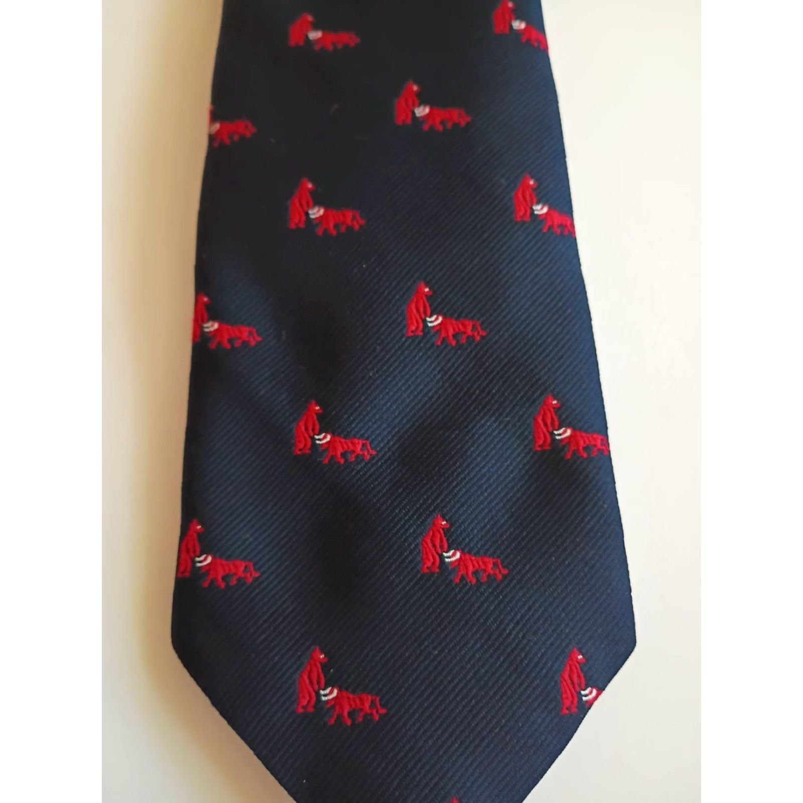 Brooks VINTAGE Warden Brook Style The Bull And Bear Wall Street Tie the plum tree Mens Tie 57-60 Blue Animal Print Morristown NJ USA Made Size ONE SIZE - 2 Thumbnail