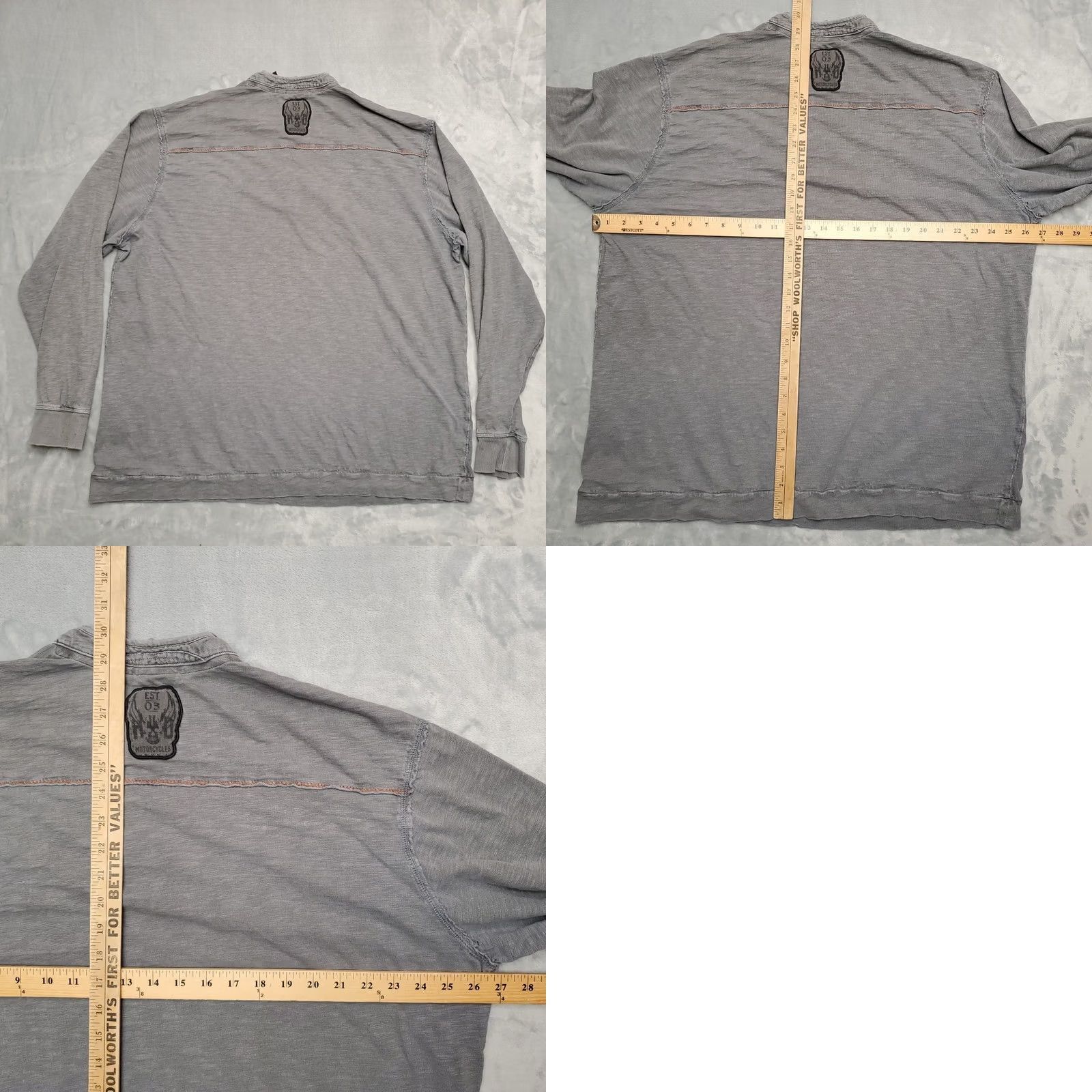 Harley Davidson Harley-Davidson Shirt Mens 2XL Gray Fully Embroidered Long Sleeve Y2K Casual Tee Size US XXL / EU 58 / 5 - 8 Thumbnail