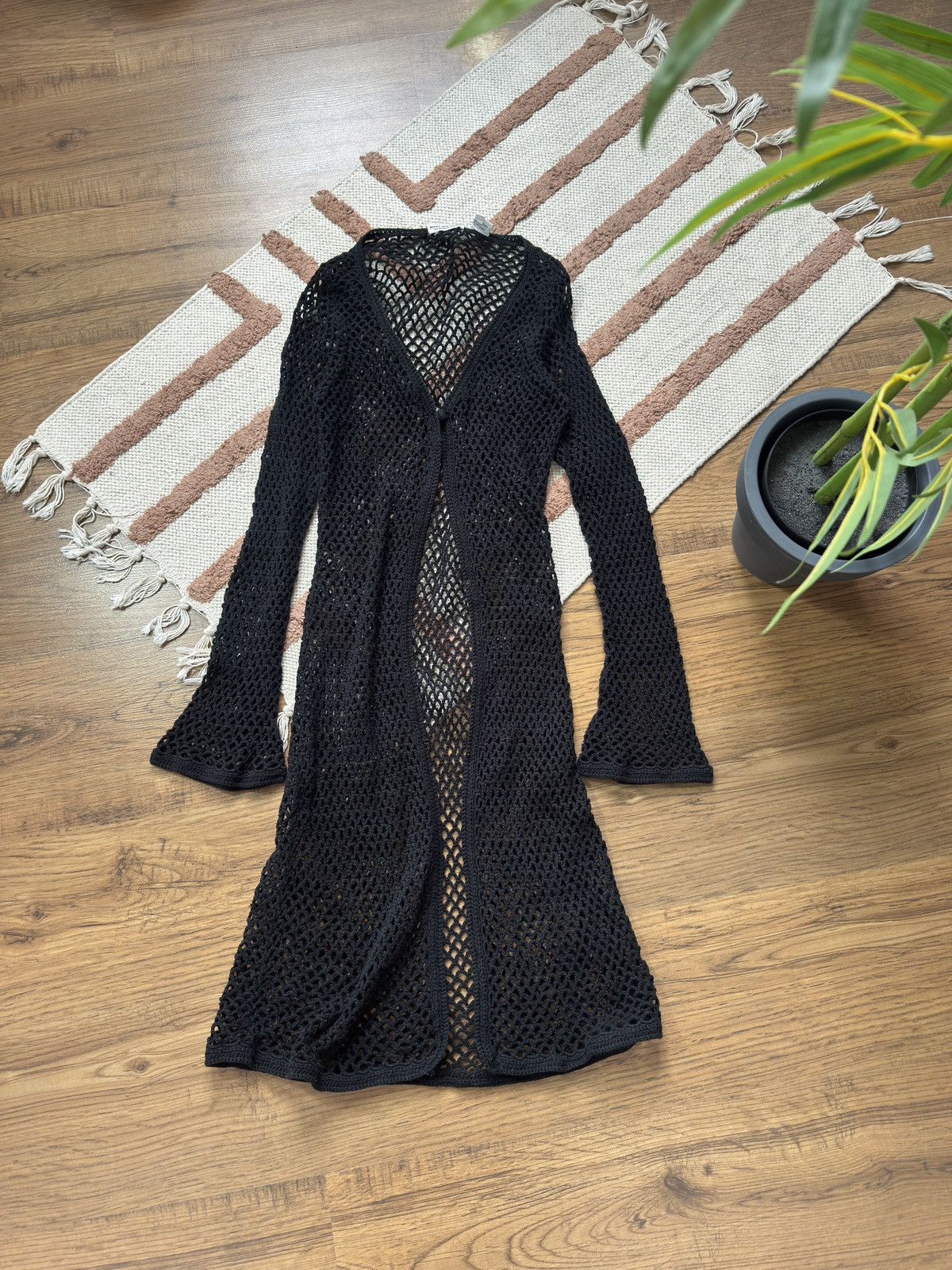 Vintage VINTAGE 2000s MESH KNITTED MIDI CARDIGAN Size M / US 6-8 / IT 42-44 - 1 Thumbnail