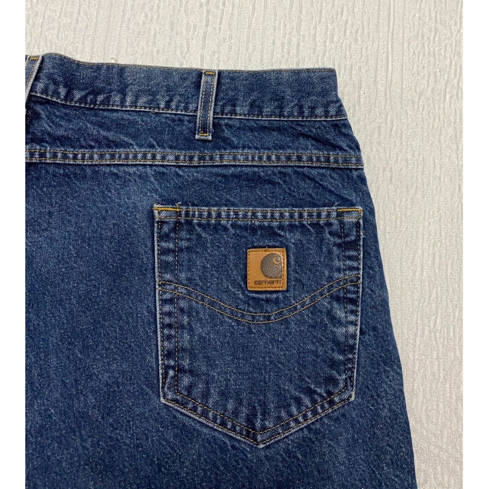 Carhartt VINTAGE Carhartt Jeans Mens 44x32 Blue Regular Fit 5-Pocket Denim Cotton Button Zip Durable Workwear Size US 44 / EU 60 - 4 Thumbnail