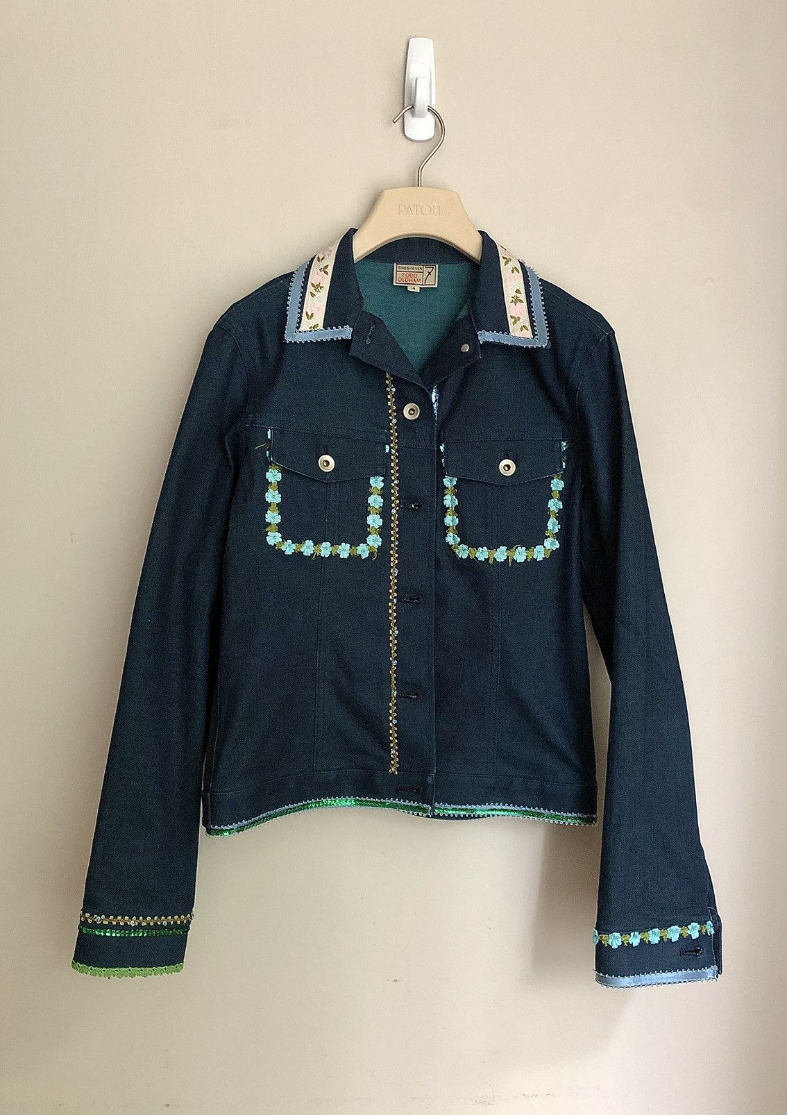 Todd Oldham Todd Oldham Vintage Sequin, Lace, Floral Trim Denim Jacket Size M / US 6-8 / IT 42-44 - 6 Thumbnail