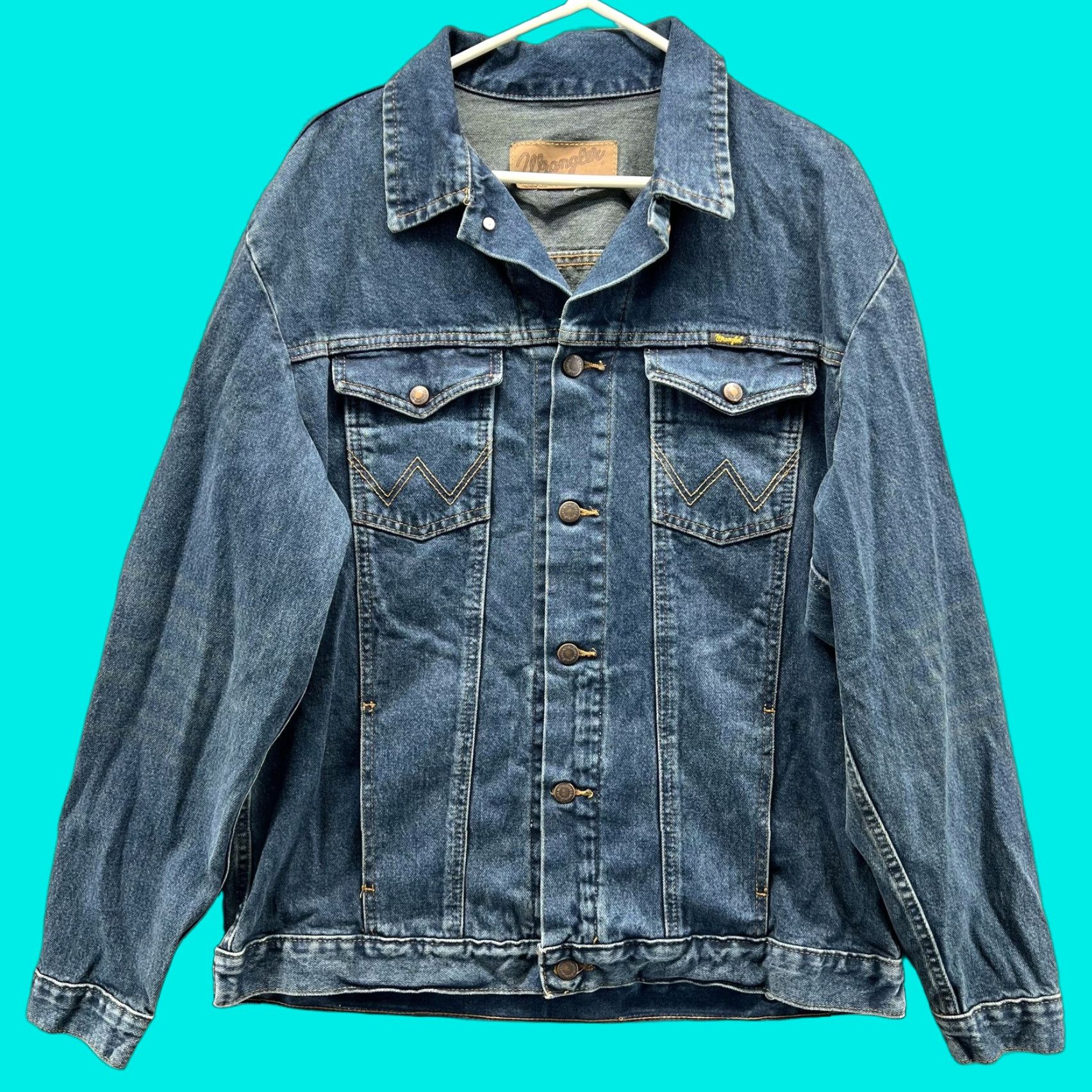 Wrangler VINTAGE Wrangler Denim Jacket Mens L Blue Denim Button M-159 Western Trucker USA 90s Mens Size US L / EU 52-54 / 3 - 1 Thumbnail