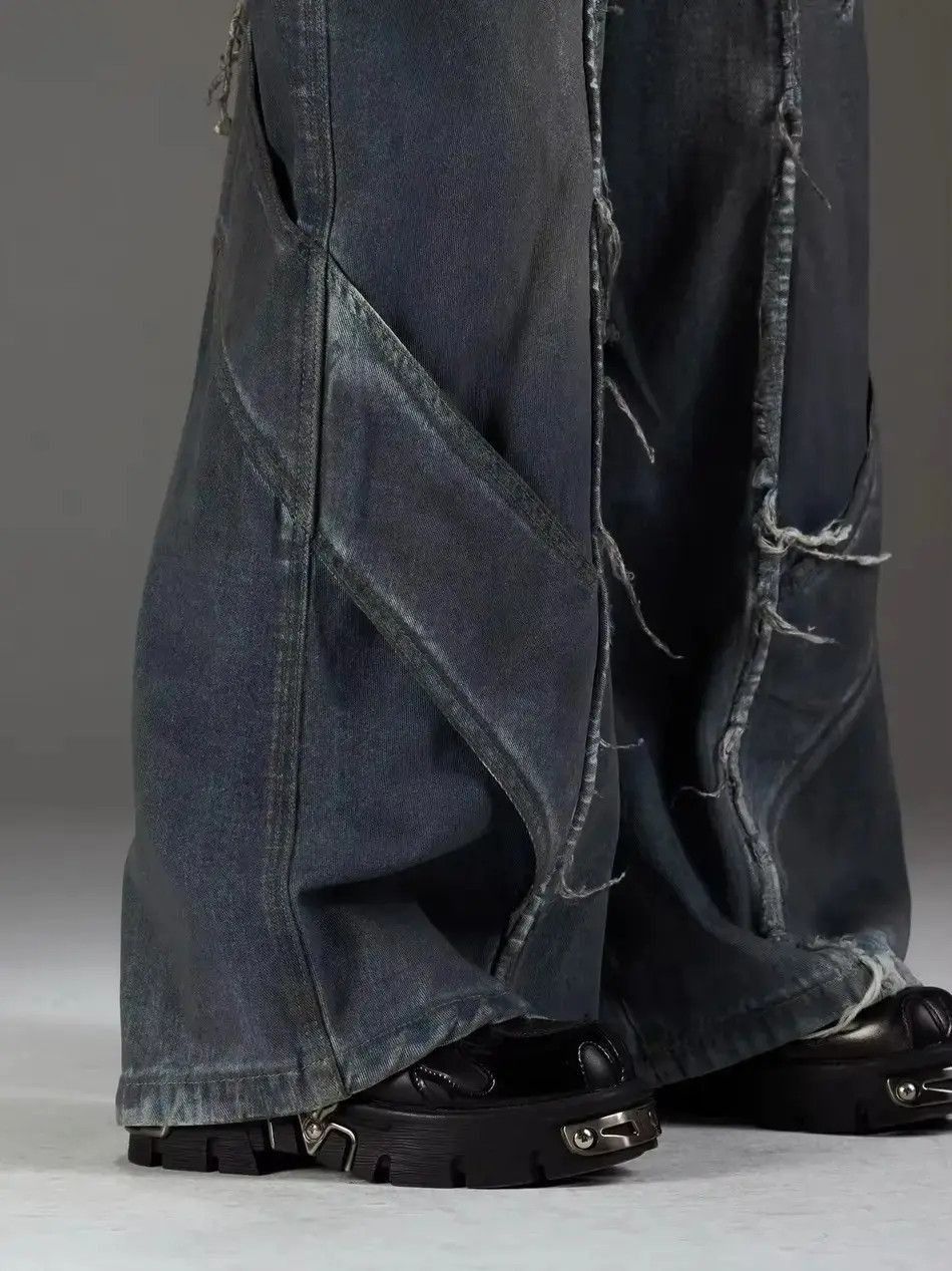 Japanese Brand Distressed Washed Deconstructed Patchwork Jeans y2k Pants Size US 32 / EU 48 - 4 Thumbnail