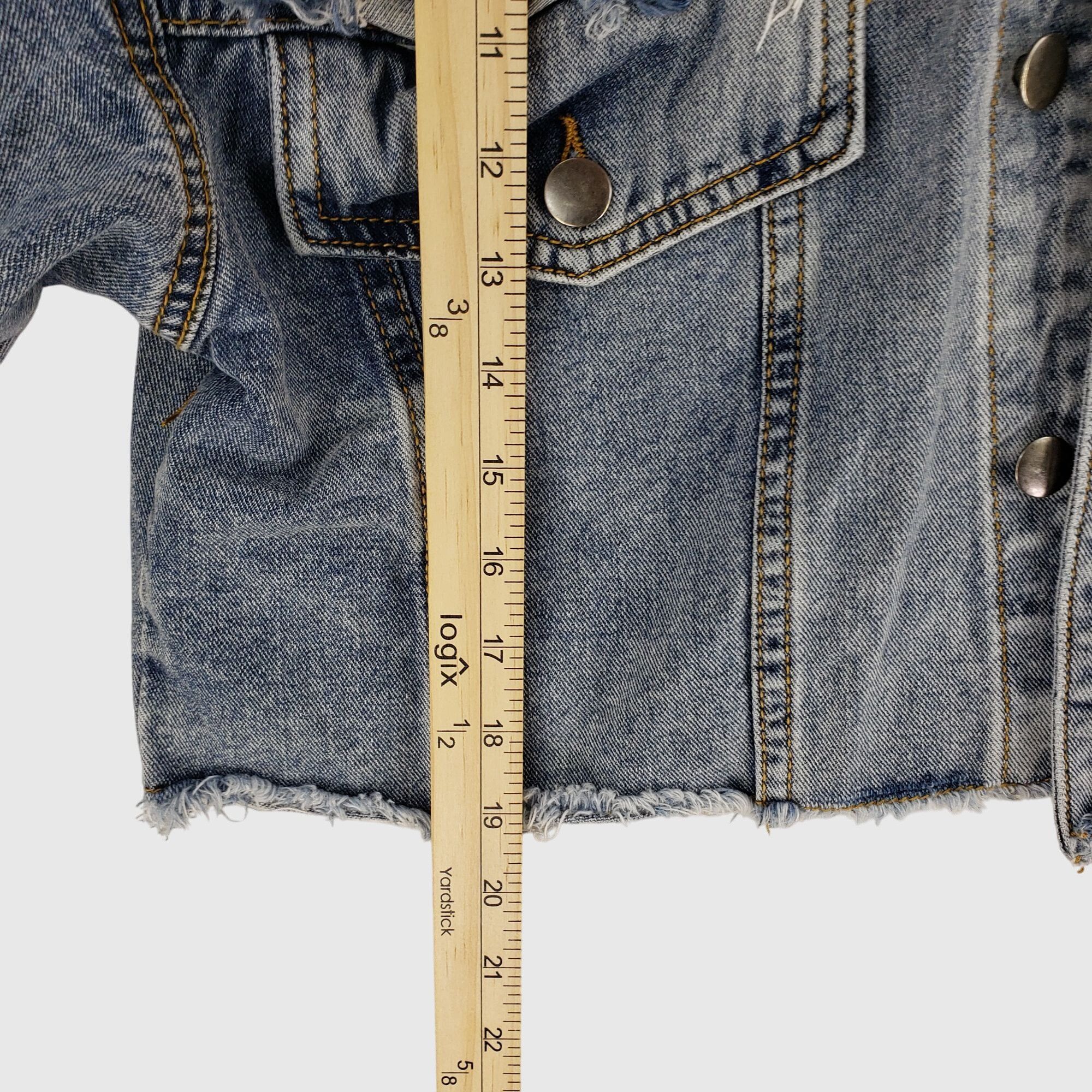 Other American Bazi Womens Cropped Distressed Denim Jacket Sz S Size S / US 4 / IT 40 - 10 Thumbnail