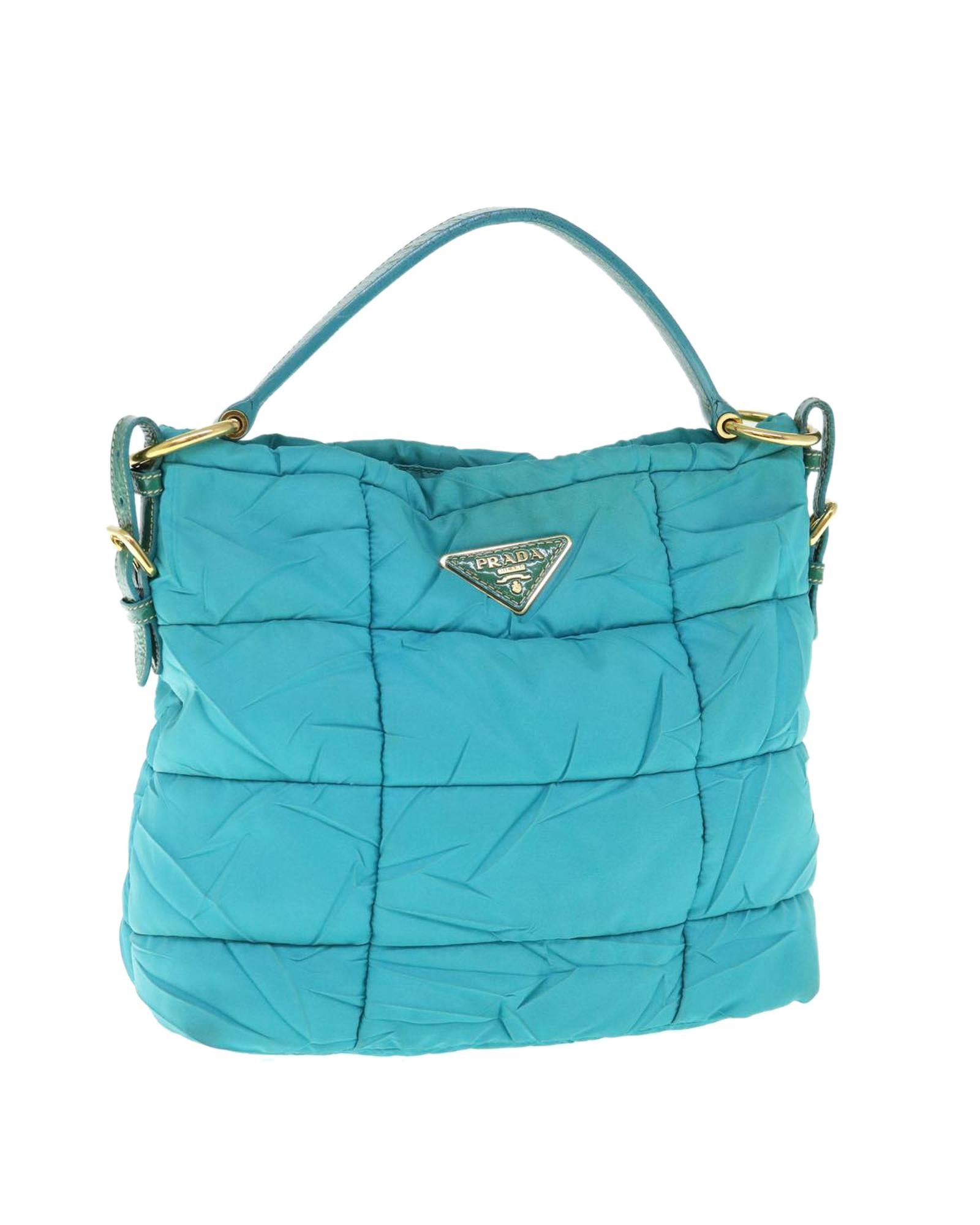 image of Prada Turquoise Blue Nylon Shoulder Bag, Women's