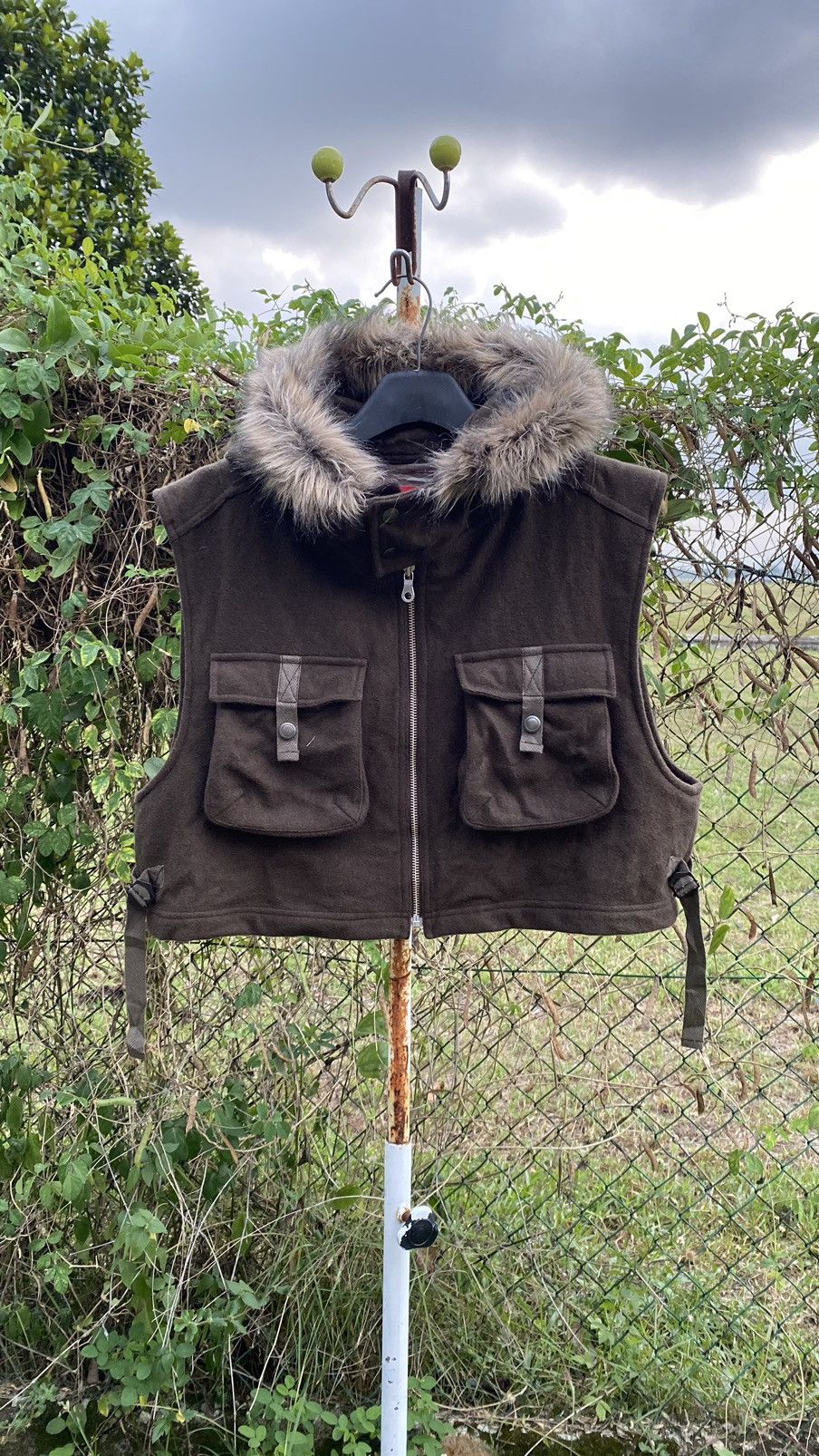 A.S.M Faux Fur Hooded Wool Vest