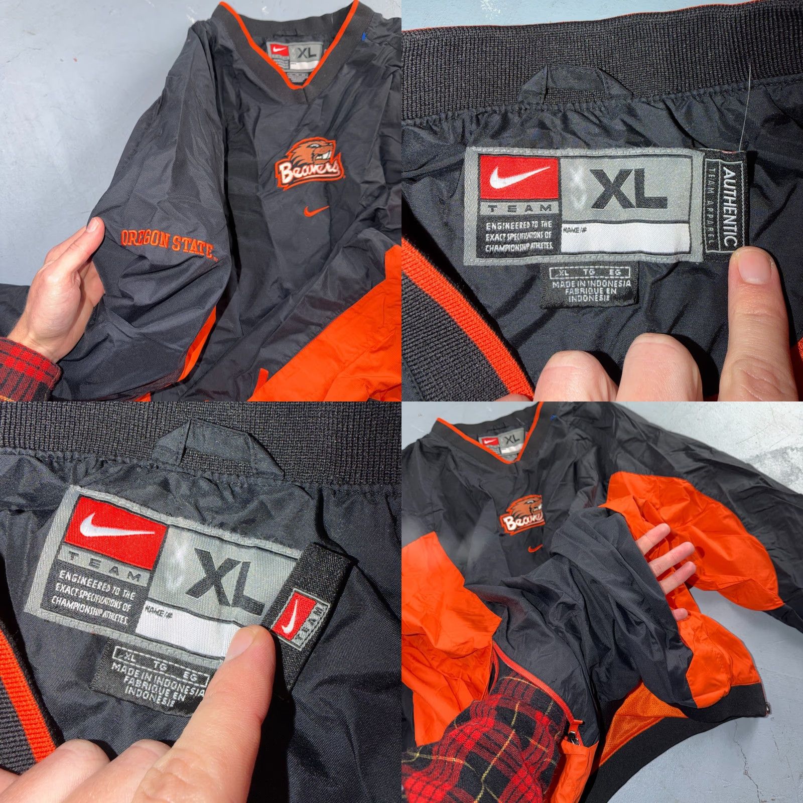 Nike VINTAGE Nike Oregon State University OSU Beavers Team Warm Up Jacket Center Swoosh Men XL Black Pullover Sweater Size US XL / EU 56 / 4 - 8 Thumbnail