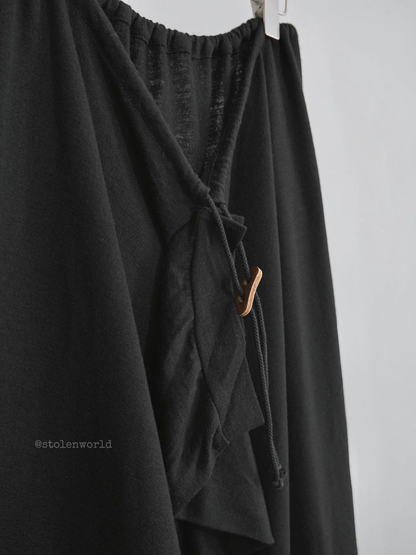 Y's Y's knit wool leather drawstring skirt cream panel Size 28" / US 6 / IT 42 - 6 Thumbnail