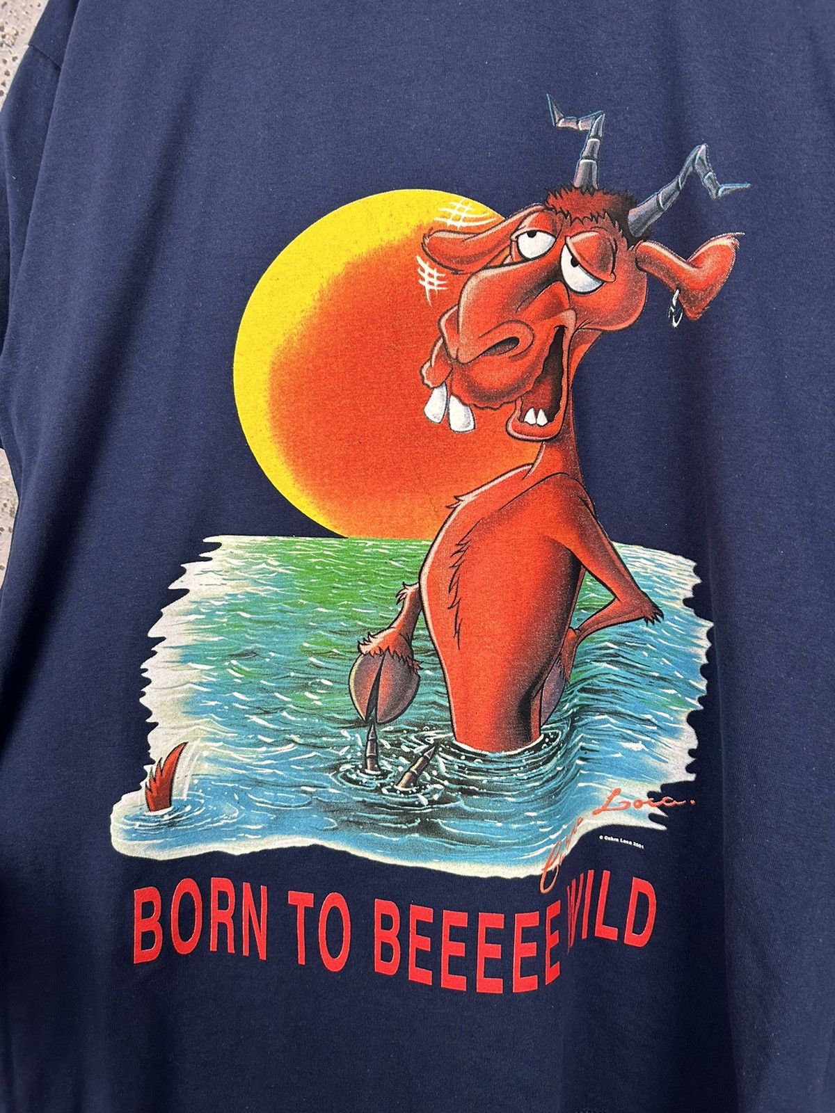 Vintage Vintage Graphic Tee Born Tu Be Wild Humor Hype Rare Size US L / EU 52-54 / 3 - 3 Thumbnail