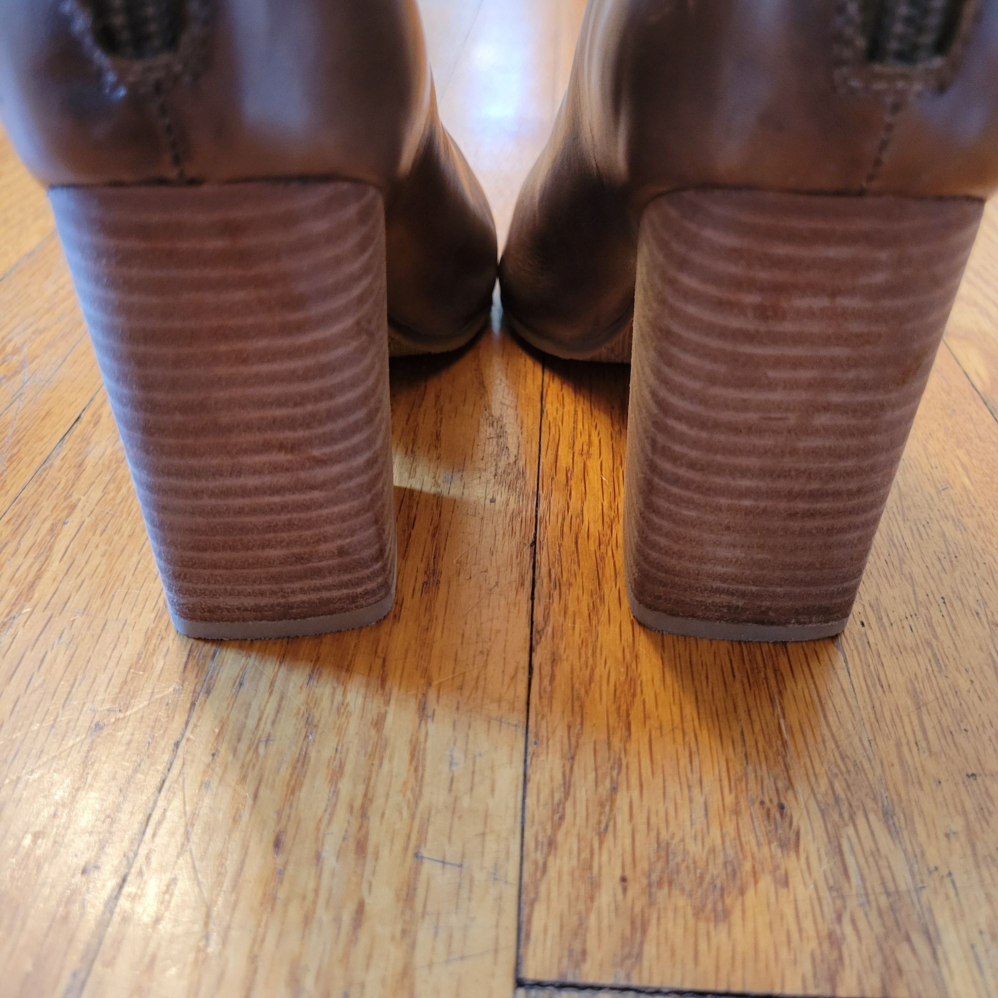 Other Antelope Leather Peep Toe Ankle Boots Block Heel 39 Back Zip Size US 9 / IT 39 - 11 Thumbnail