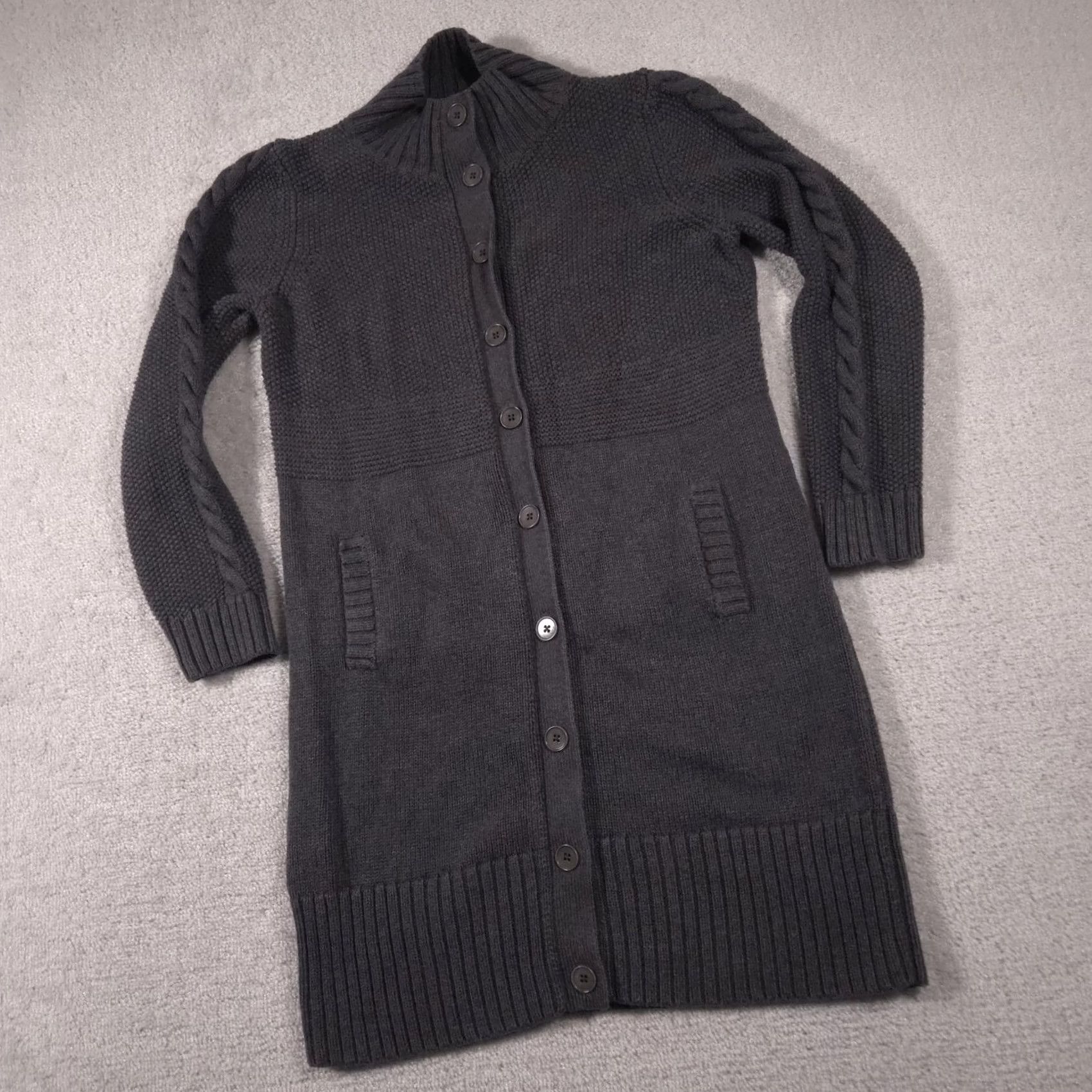 Talbots Talbots Cardigan Womens Medium Gray Long Duster Wool Blend Button Front Size M / US 6-8 / IT 42-44 - 2 Thumbnail