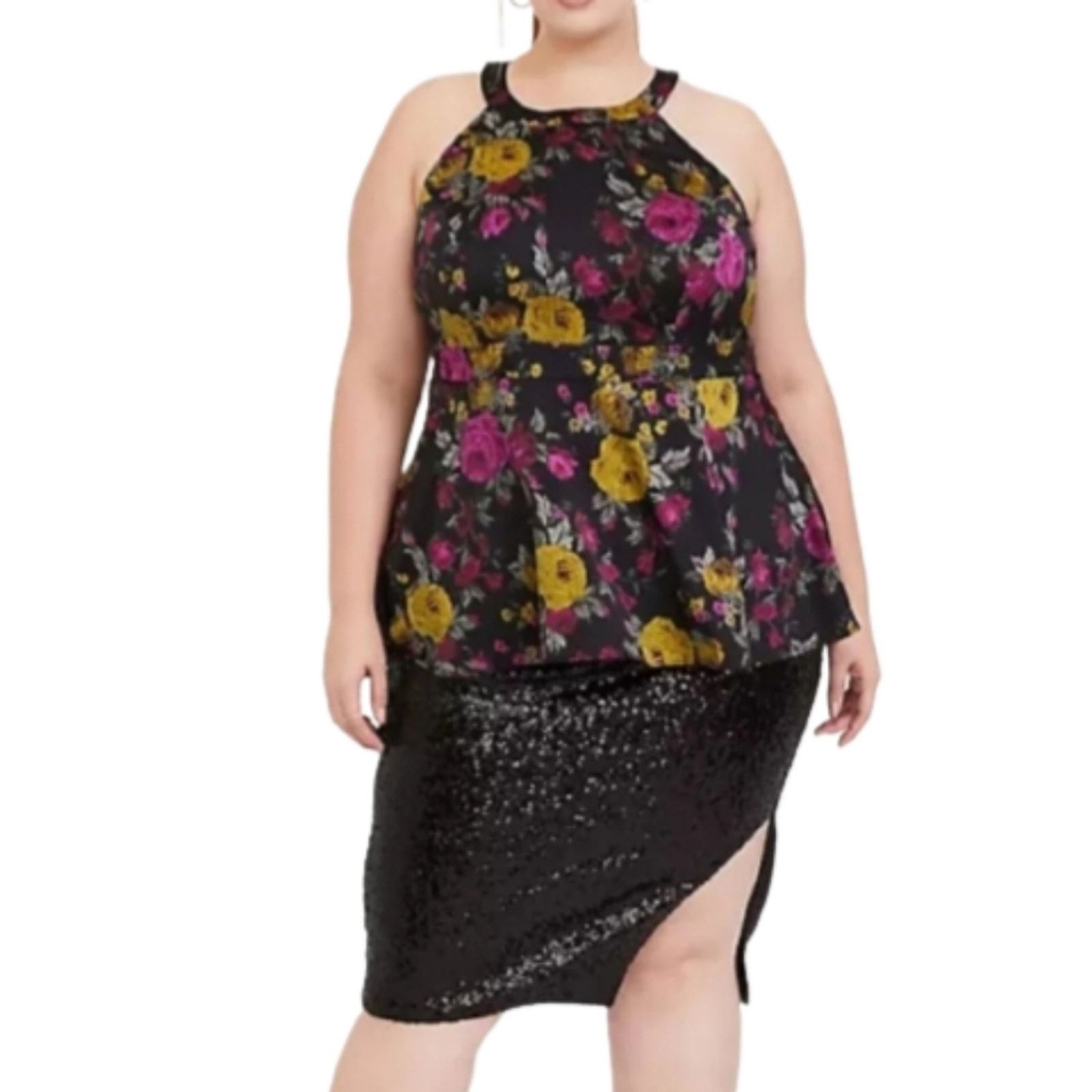 Torrid TORRID ☆ FLORAL BLACK SATIN HALTER TOP ☆ 4X NWT Size 4XL / US 24-26 - 3 Thumbnail