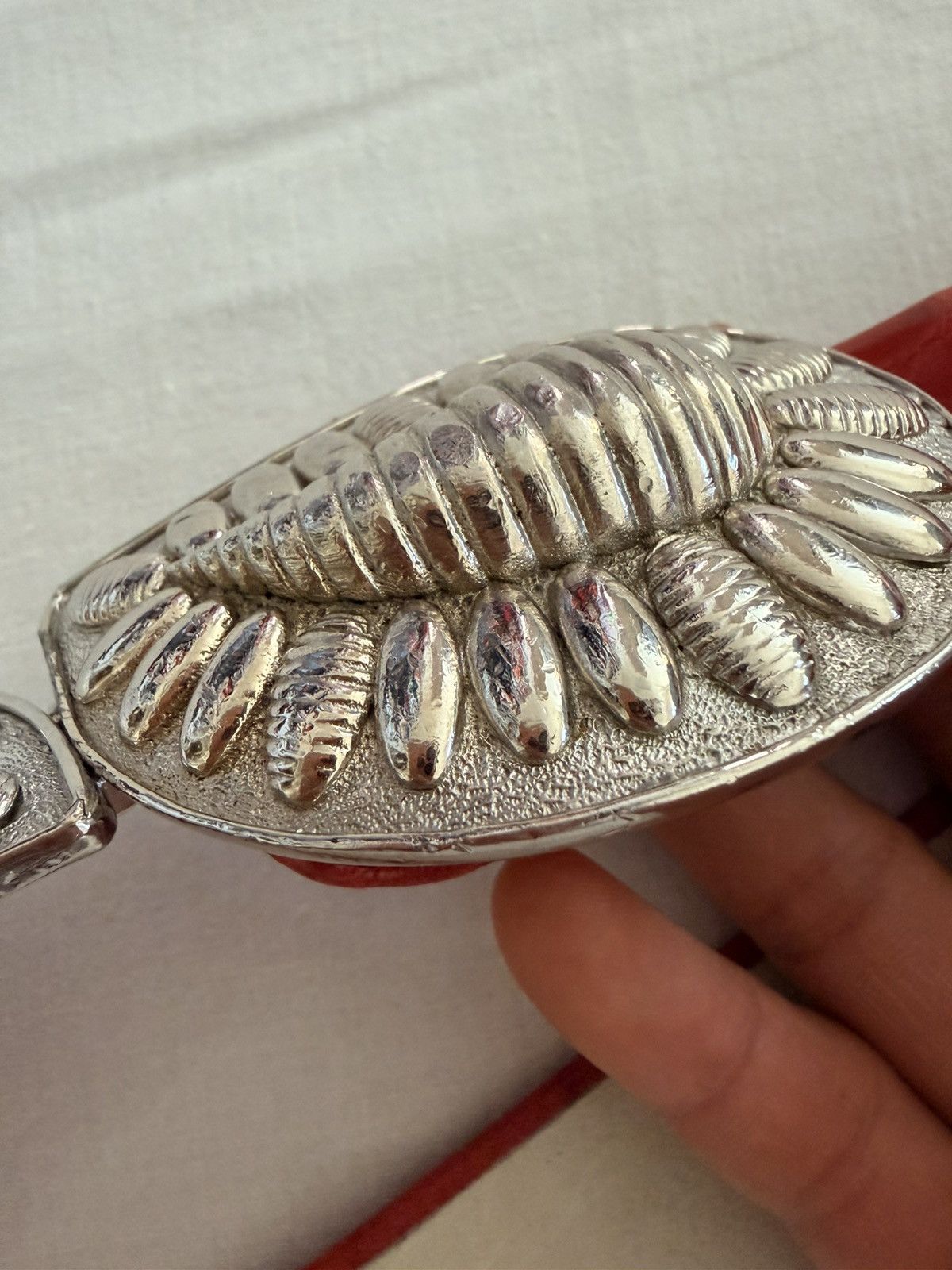Other Vintage 1985 Mimi Di N Sculptural Buckle Red Leather Belt Size ONE SIZE - 5 Thumbnail