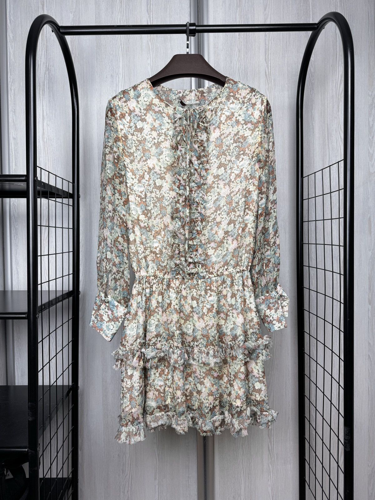 Stella McCartney Stella McCartney Ruffled Floral Silk Georgette Mini Dress Size S / US 4 / IT 40 - 1 Thumbnail