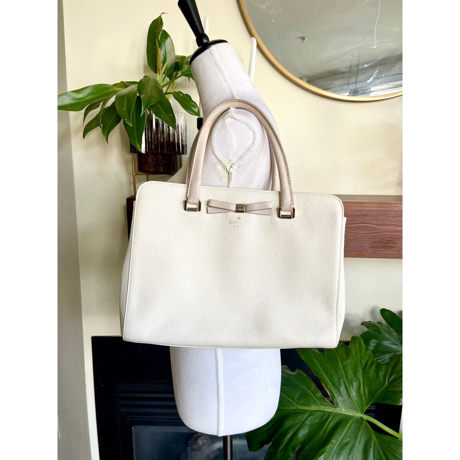 Kate Spade Kate Spade White & Beige Henderson Street Leather Satchel Size ONE SIZE - 1 Thumbnail