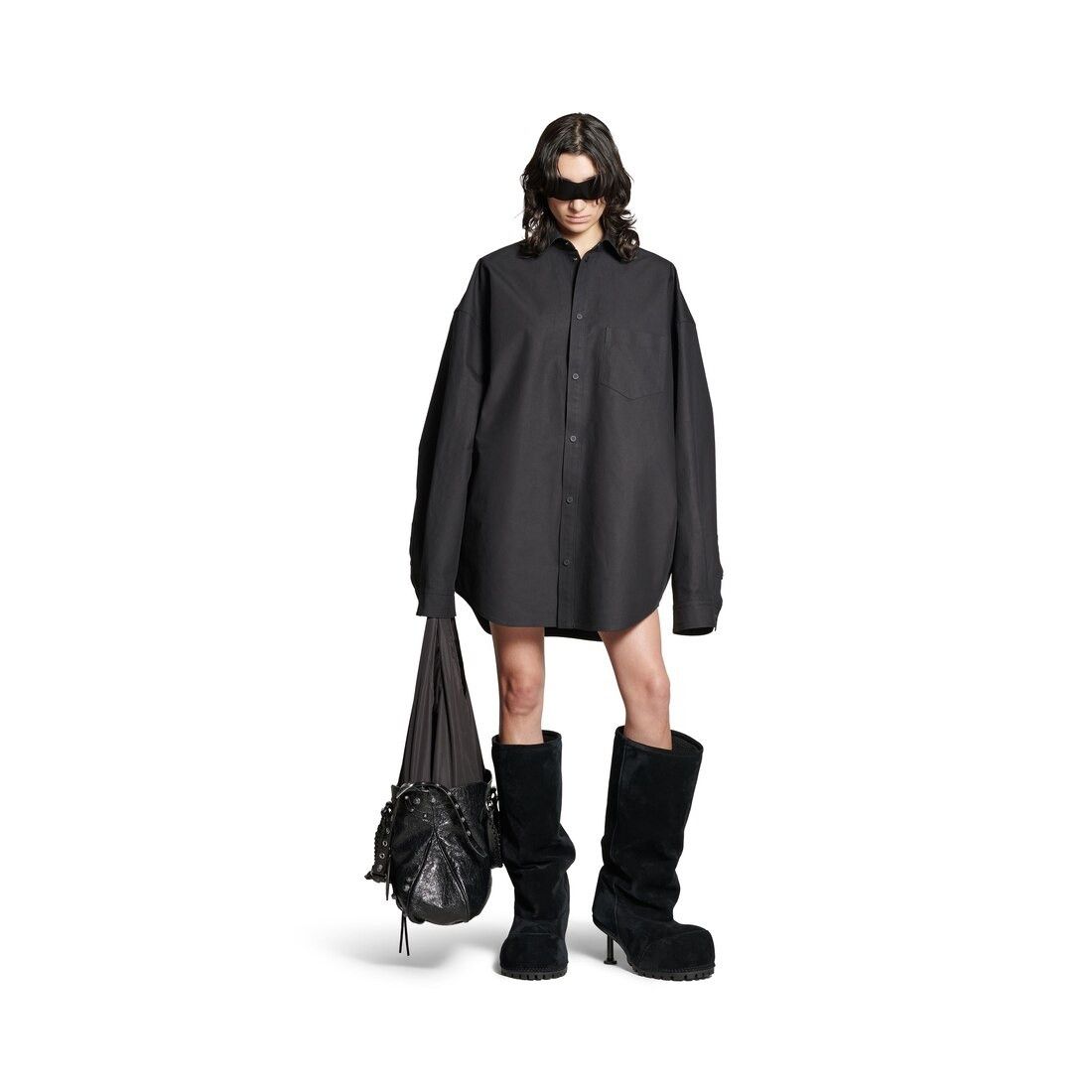 Balenciaga o1s1wg110126 Outerwear Shirt Large Fit in Black Size XS / US 0-2 / IT 36-38 - 2 Thumbnail
