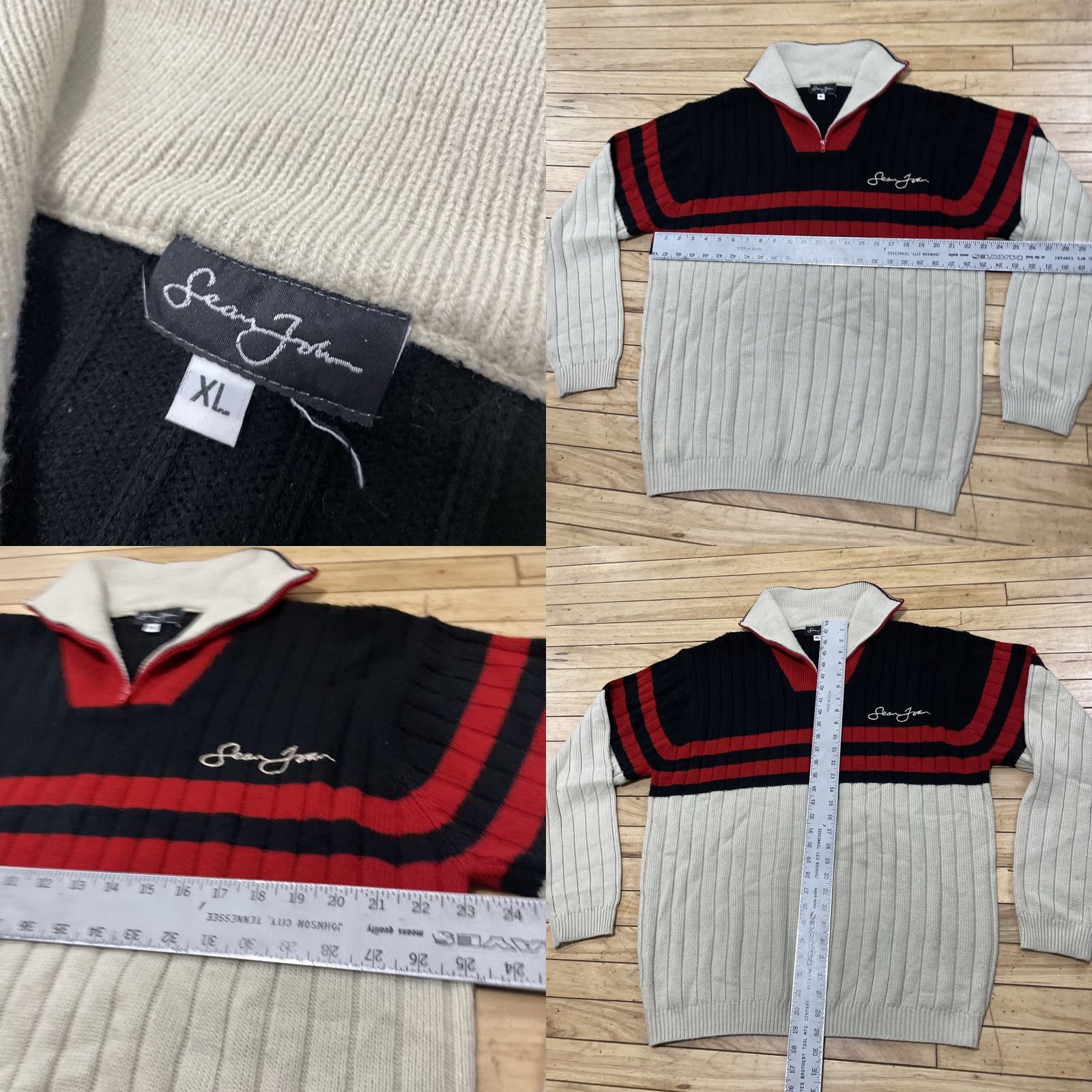 Sean John VINTAGE Sean John Sweater Mens XL Turtleneck Ribbed Red Black Cream Y2K Hip Hop Pullover Size US XL / EU 56 / 4 - 8 Thumbnail