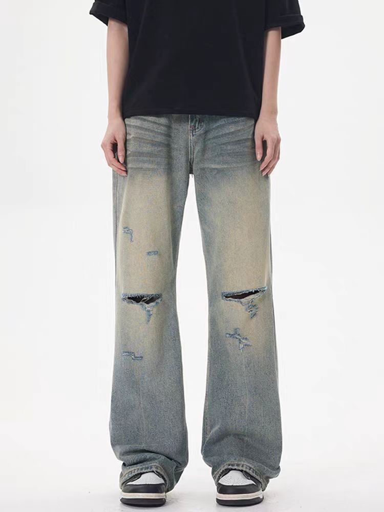 Japanese Brand × Jean Washed yellow clay ripped micro flare baggy jeans Size US 31 - 1 Thumbnail