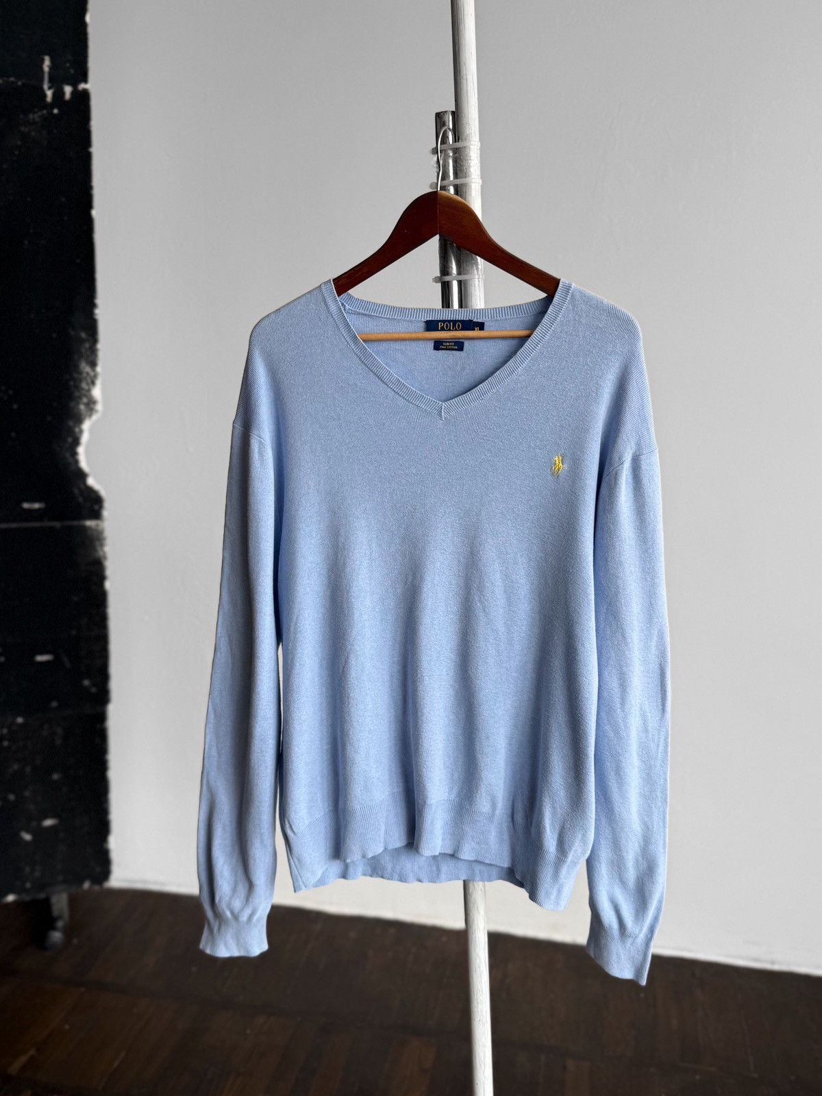Polo Ralph Lauren Polo Ralph Lauren Blue Sweater Slim Fit Cotton Knit Pullover Size US XL / EU 56 / 4 - 3 Thumbnail