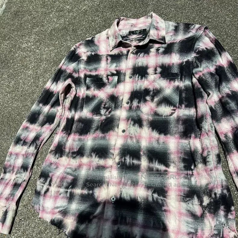 Amiri Amiri Pink Tie-Dye Flannel Shirt Size US XS / EU 42 / 0 - 2 Thumbnail