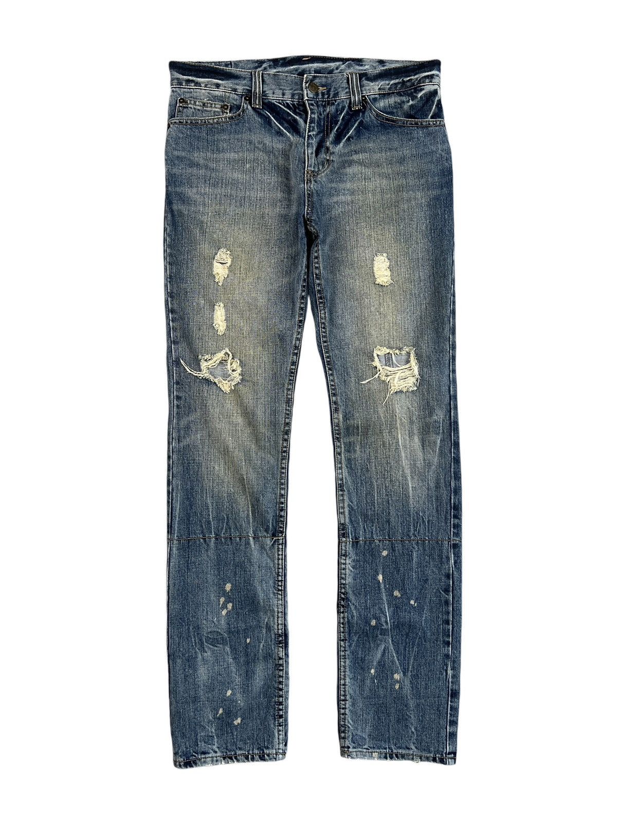 Japanese Brand × PPFM PPFM Shark Embroidery Distressed Jeans Size US 34 / EU 50 - 2 Thumbnail