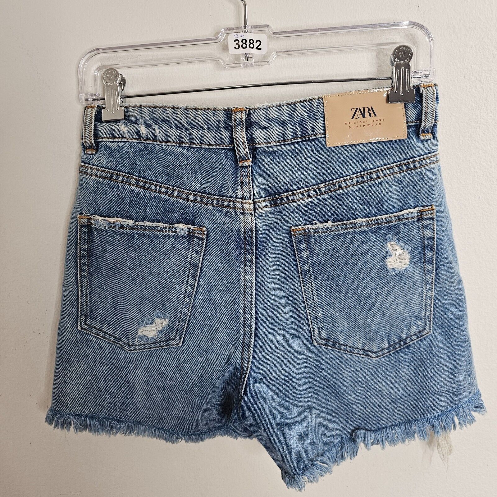 Zara Zara High Waist Extreme Distressing Raw Hem Denim Jean Short Size 27" / US 4 / IT 40 - 2 Thumbnail
