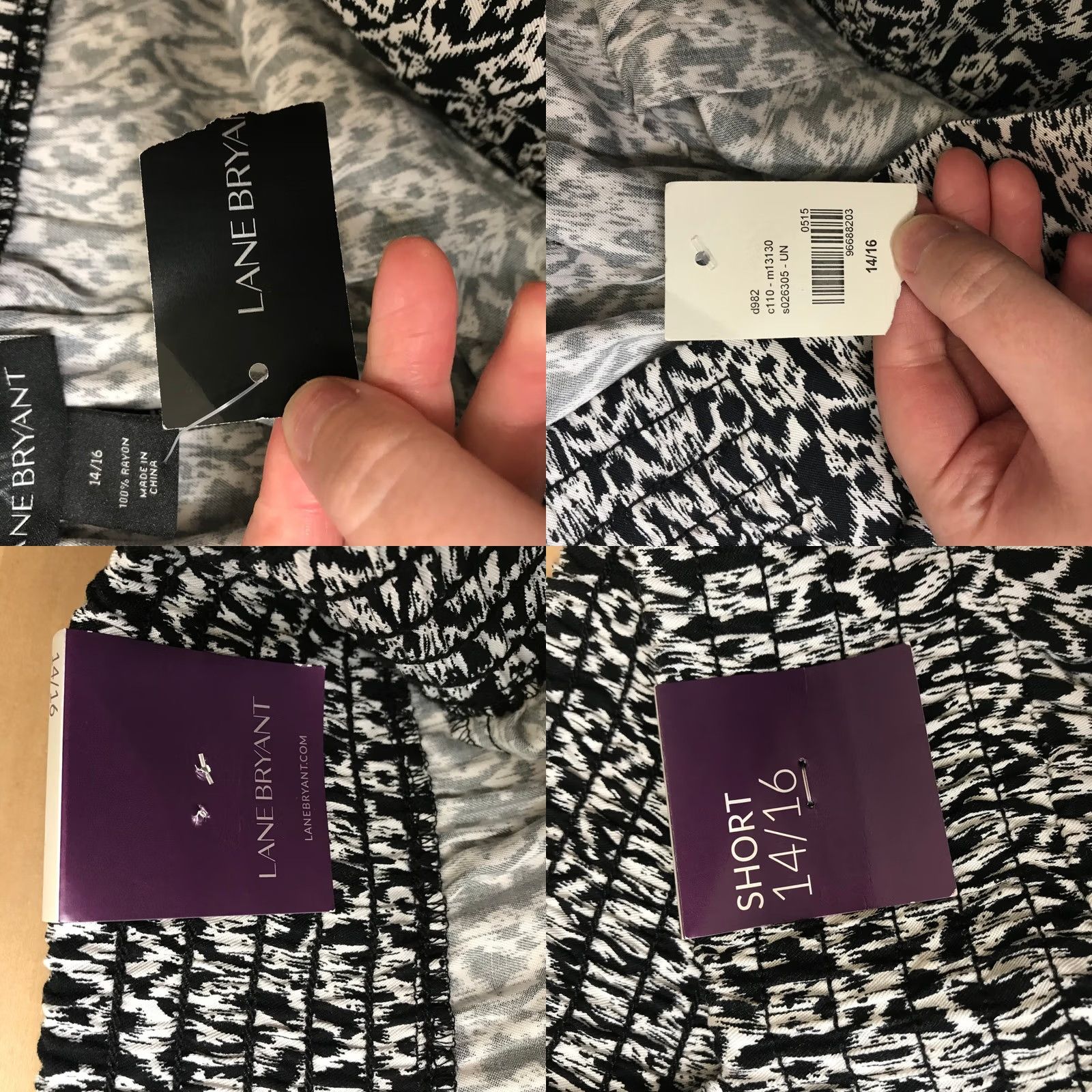 Vintage VINTAGE Lane Bryant Women's Black White Ikat Print Elastic Waist Shorts 14/16 Size 36" / US 14 / IT 50 - 8 Thumbnail