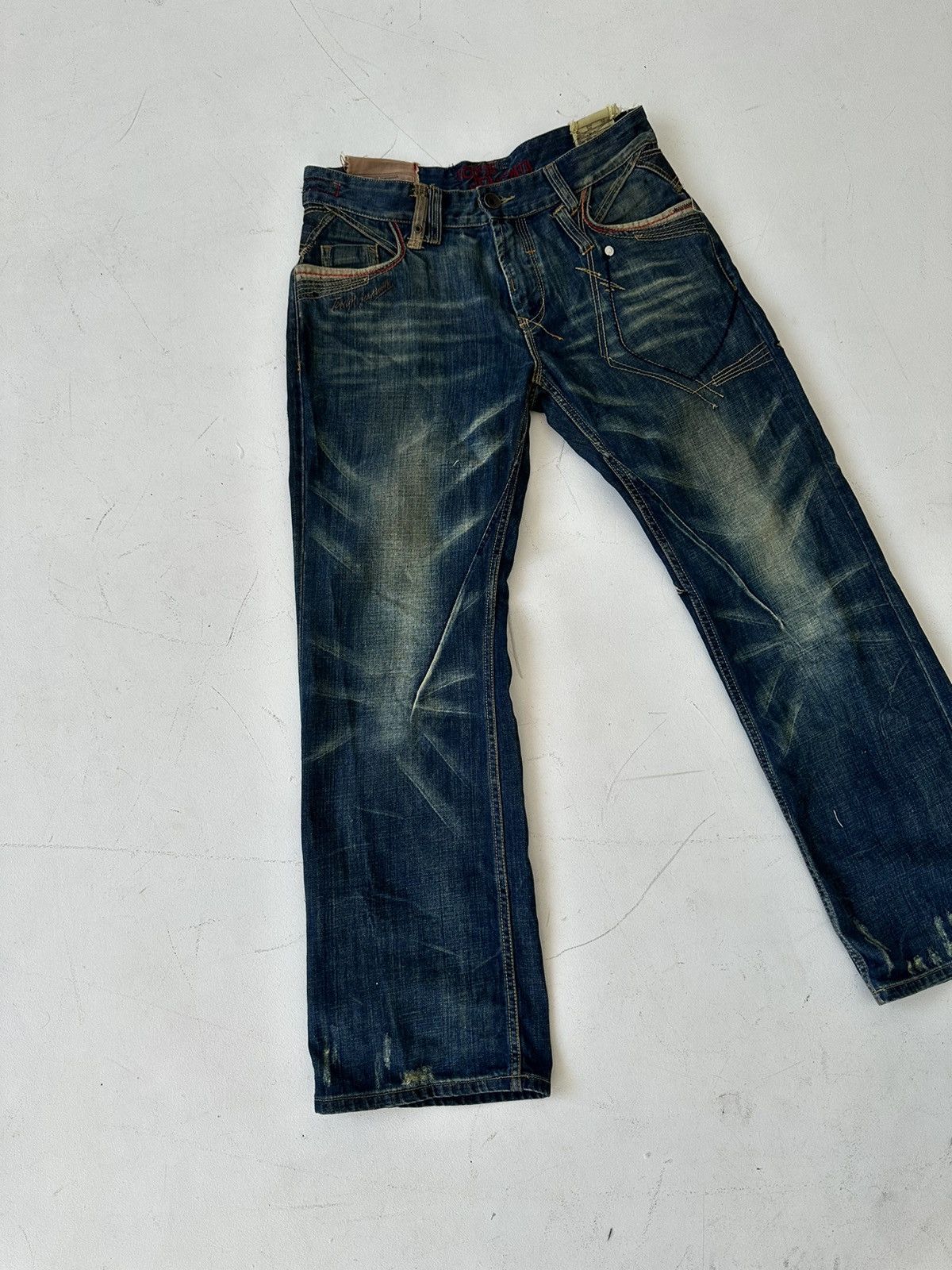 Japanese Brand Tough Jeansmith Japan Distressed Baggy Denim Jeans Size US 36 / EU 52 - 5 Thumbnail