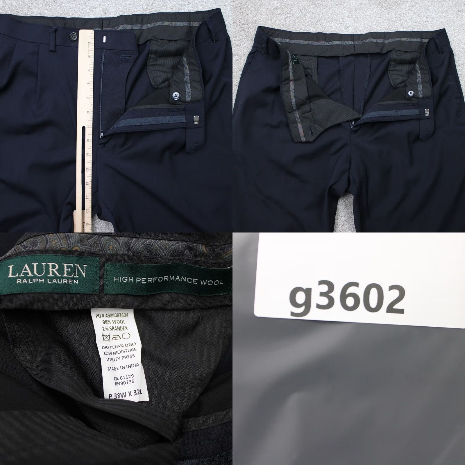 Ralph Lauren LAUREN Ralph Lauren Pants Mens 38x32 Black Wool Pleated Stretch Dress Pants Regular, 90s, Preppy, Business, Formal Mens Clothes Size US 38 / EU 54 - 8 Thumbnail