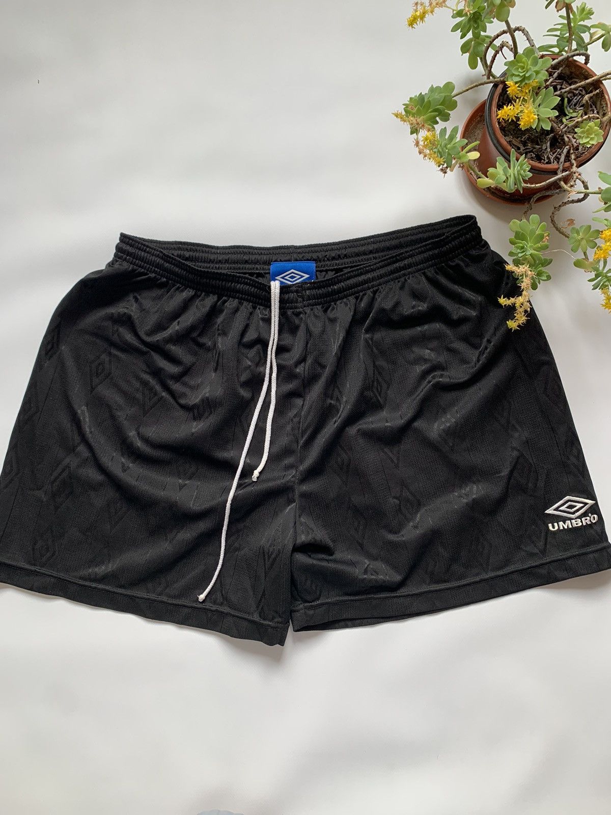 Short De Foot Umbro Vintage Homme – Taille M, Noir, Monogramme (très Bon état)