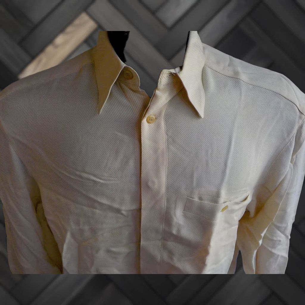 Zanella ZANELLA Long Sleeved Shirt SZ SMALL Regular Rayon/Acetate Pale Yellow Made in Italy Button-Up Collared Men XL? (Note: Original size is SMALL) Size US S / EU 44-46 / 1 - 1 Thumbnail