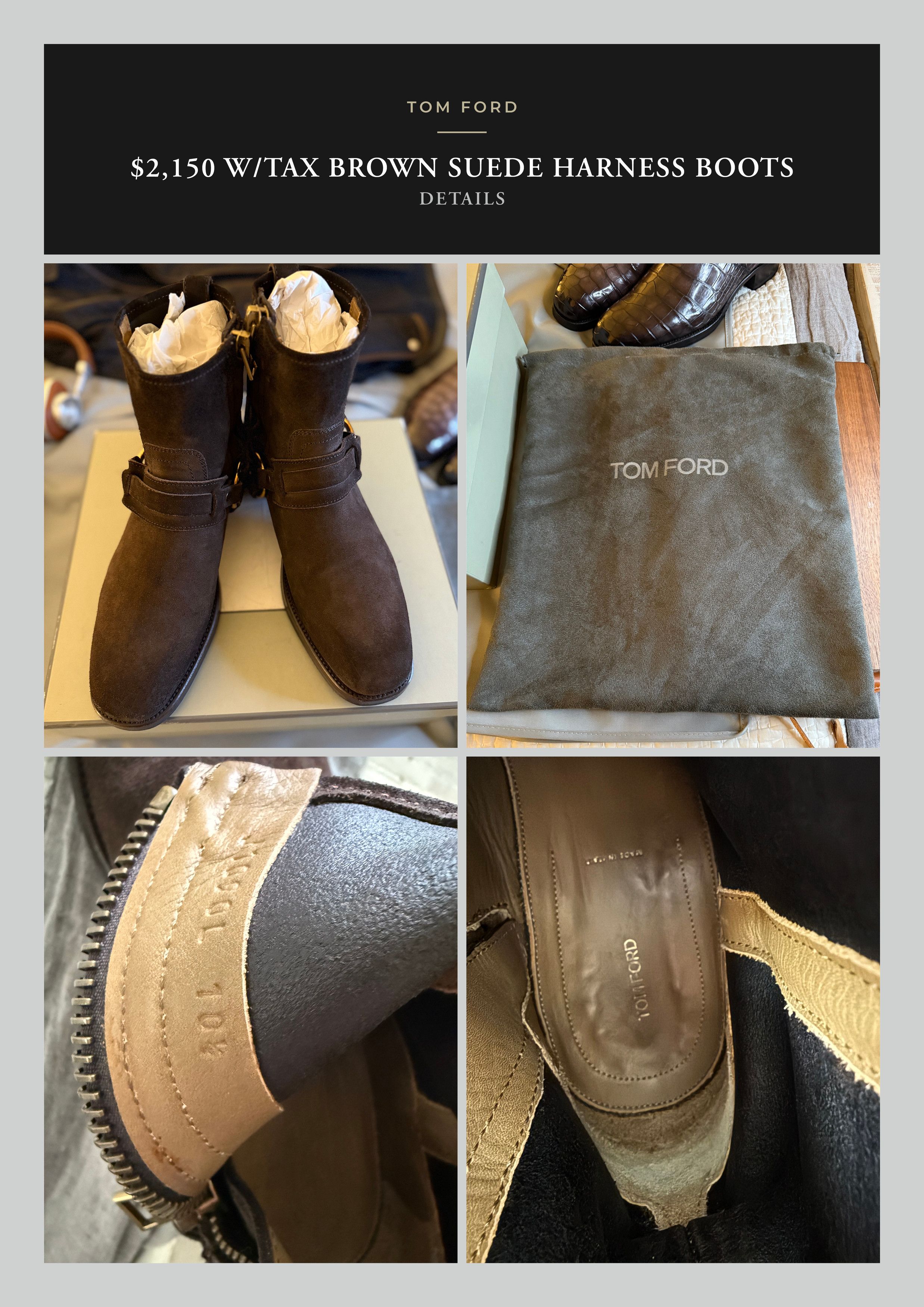 Tom Ford Best Dressed RARE $2,150 w/Tax TOM FORD Suede Harness Boots Size US 10.5 / EU 43-44 - 21 Thumbnail