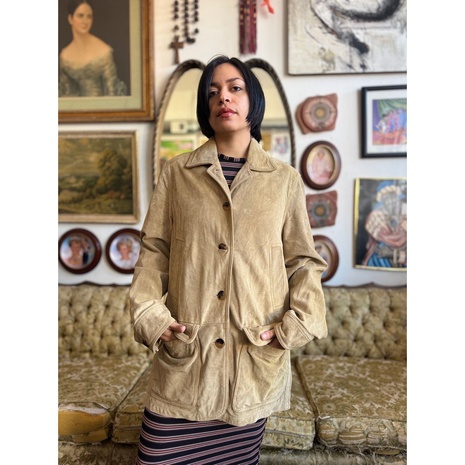 L.L. Bean Vintage Suede Leather Oversized Coat L.L Bean Size XS Size XS / US 0-2 / IT 36-38 - 1 Thumbnail
