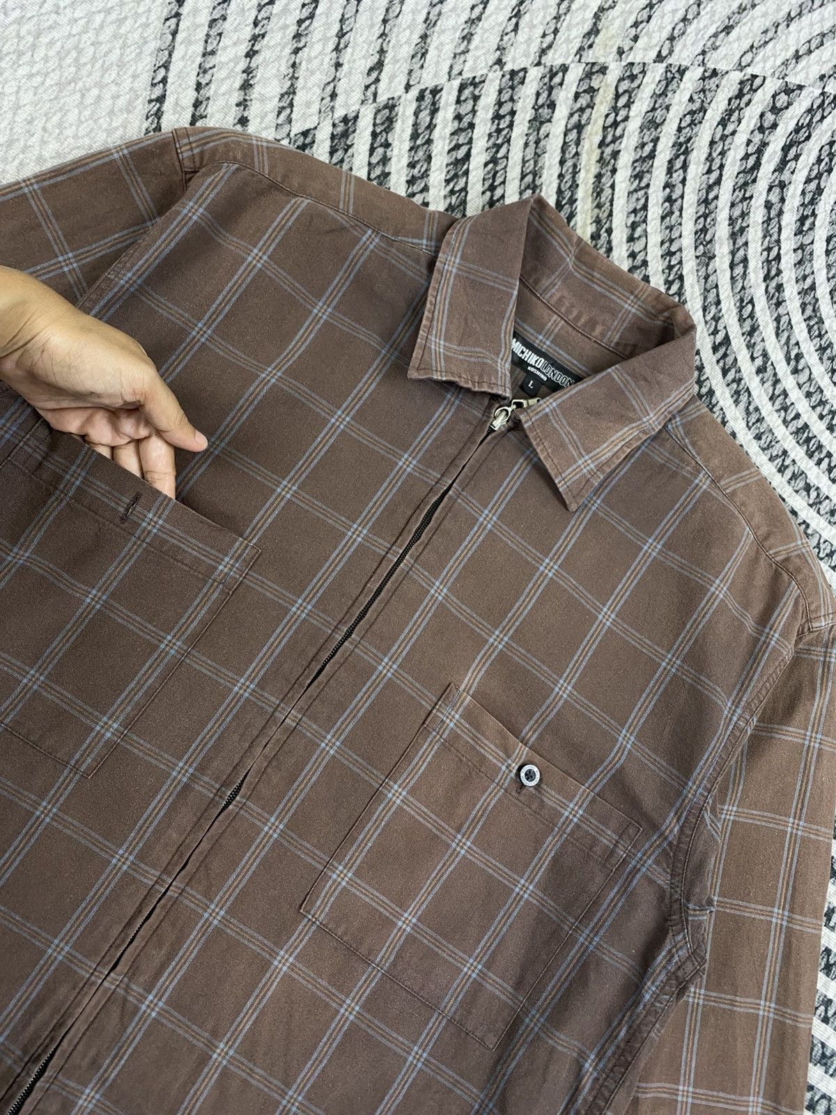Michiko Koshino London Vtg Michiko Koshino London Brown Plaid Zip-Up Jacket Size US M / EU 48-50 / 2 - 7 Thumbnail