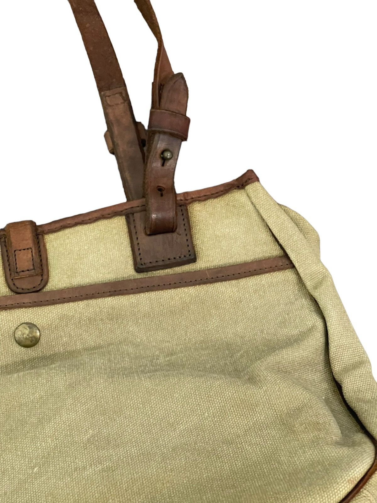 Japanese Brand Leather Cotton Canvas Paquet Shoulder Bag 4🟩 Size ONE SIZE - 18 Thumbnail