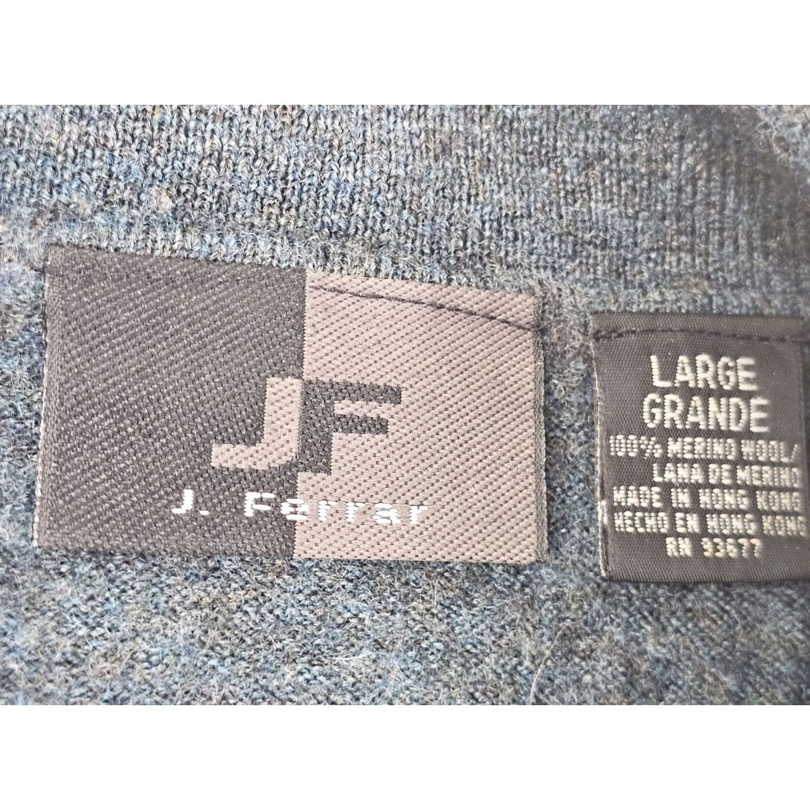 Vintage J. Ferrar 100% Merino Wool Polo Sweater Men L Long Sleeve Heathered Teal Woolen Pullover Size US L / EU 52-54 / 3 - 2 Thumbnail