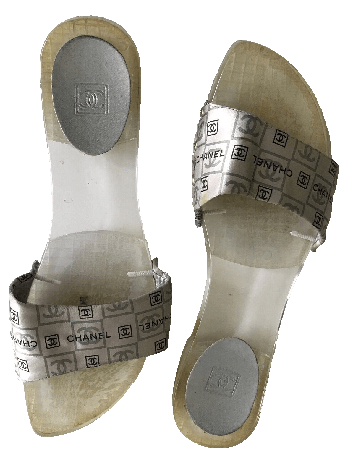 Chanel Chanel logo satin and leather mules Size US 8 / IT 38 - 1 Thumbnail
