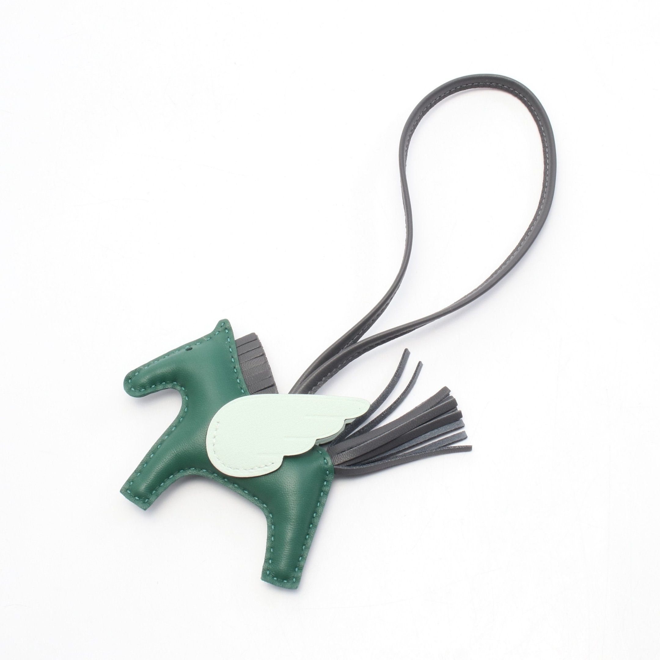 Hermes Hermes Rodeo Pegasus Pm Vert Moyan Ardoise Peppermint Bag Charm Aagneau Dark Green Gray Light Double Engraved Size ONE SIZE - 1 Thumbnail