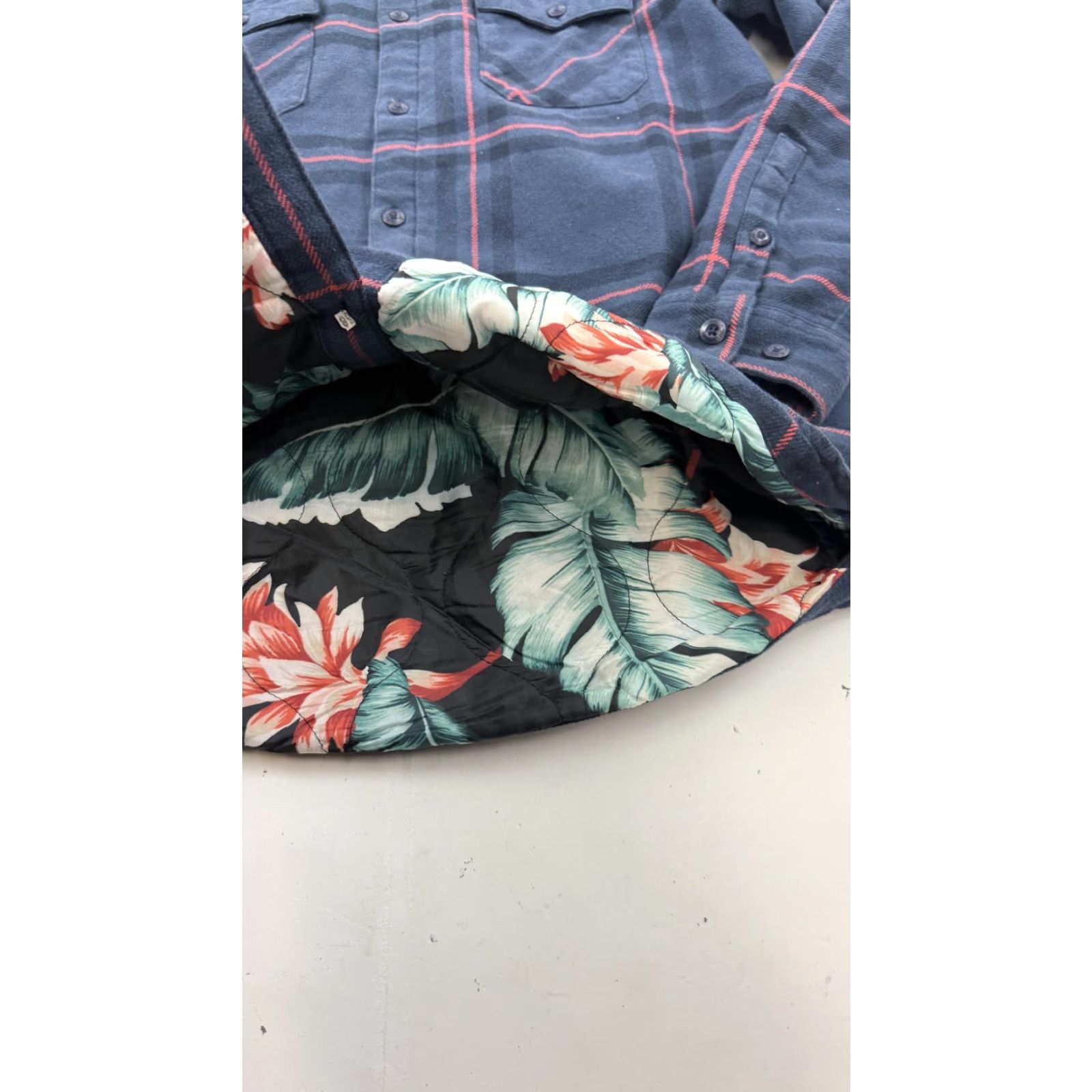 RVCA VINTAGE RVCA Jacket Mens M Blue Plaid Quilted Flannel Tropical Lined Warm FENRYVI Size US M / EU 48-50 / 2 - 3 Thumbnail