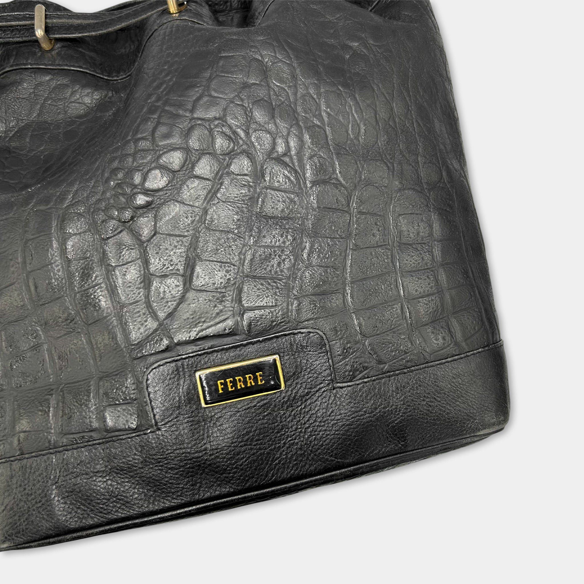 Gianfranco Ferre Gianfranco Ferré Vintage Black Crocodile Texture Shoulder Ba Size ONE SIZE - 2 Thumbnail