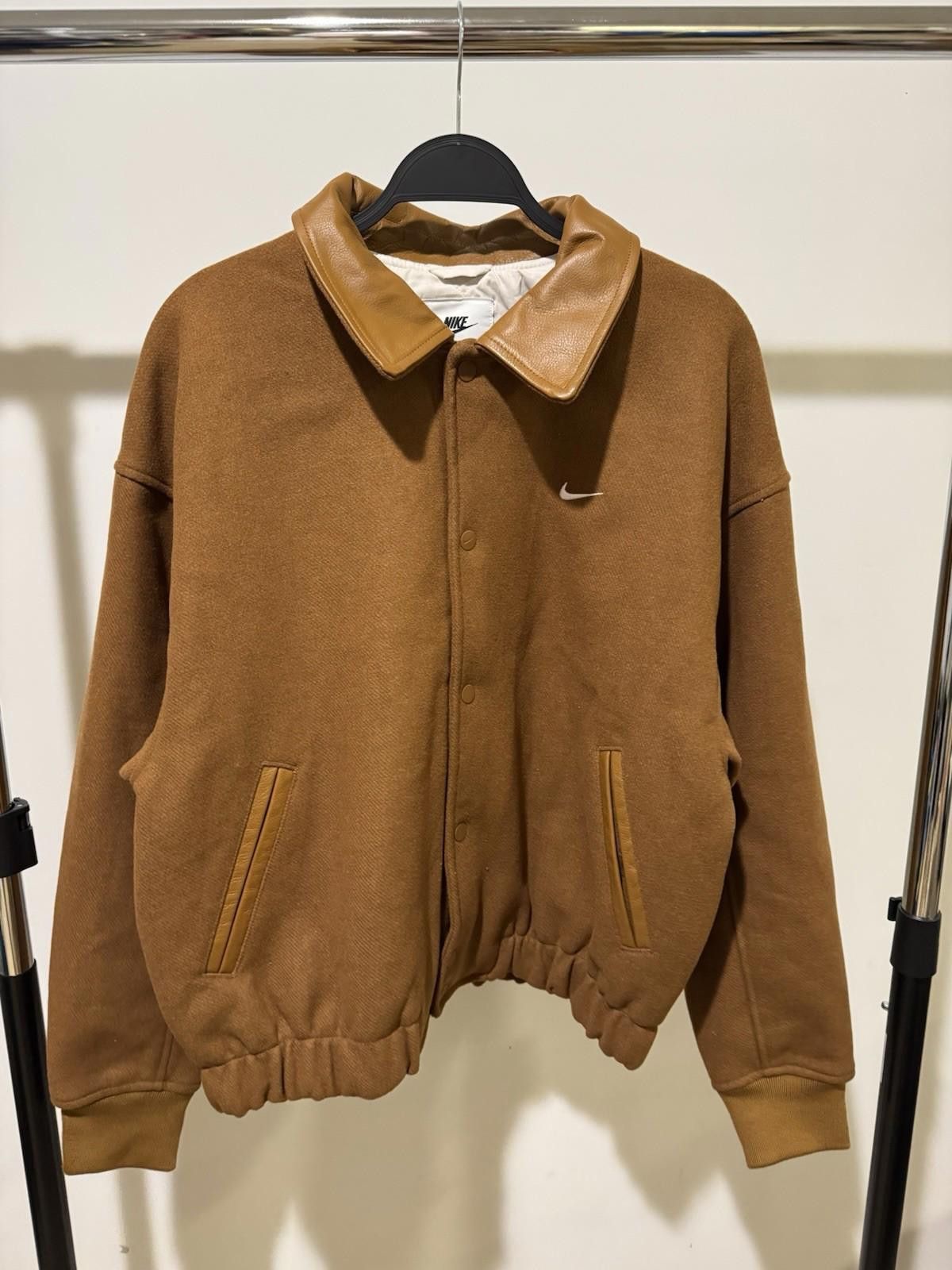 Nike Nike Solo Swoosh Wool Varsity Jacket Leather Brown Size US S / EU 44-46 / 1 - 3 Thumbnail