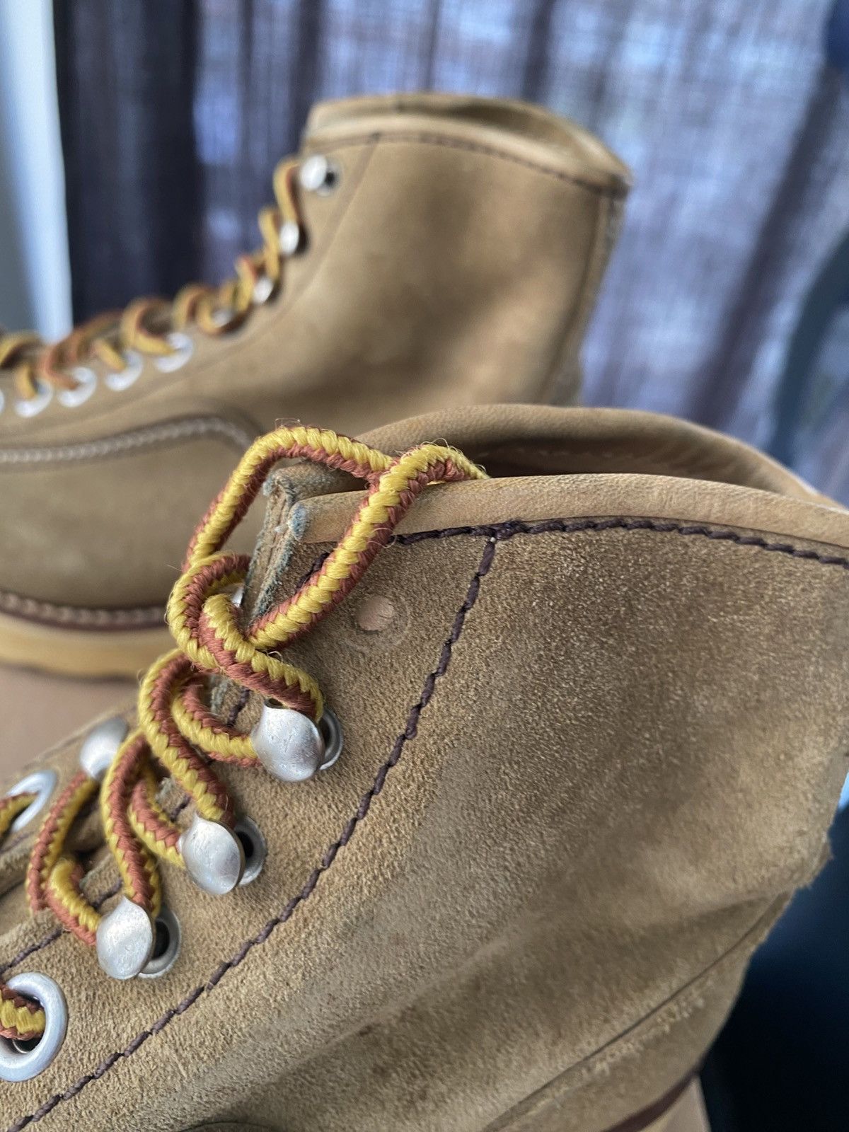 LONE WOLF × Sugar Cane MENS BEIGE SUEDE CALF F01616 HIGH LACE UP HUNTER WORK BOOTS Size US 5 / EU 37 - 3 Thumbnail