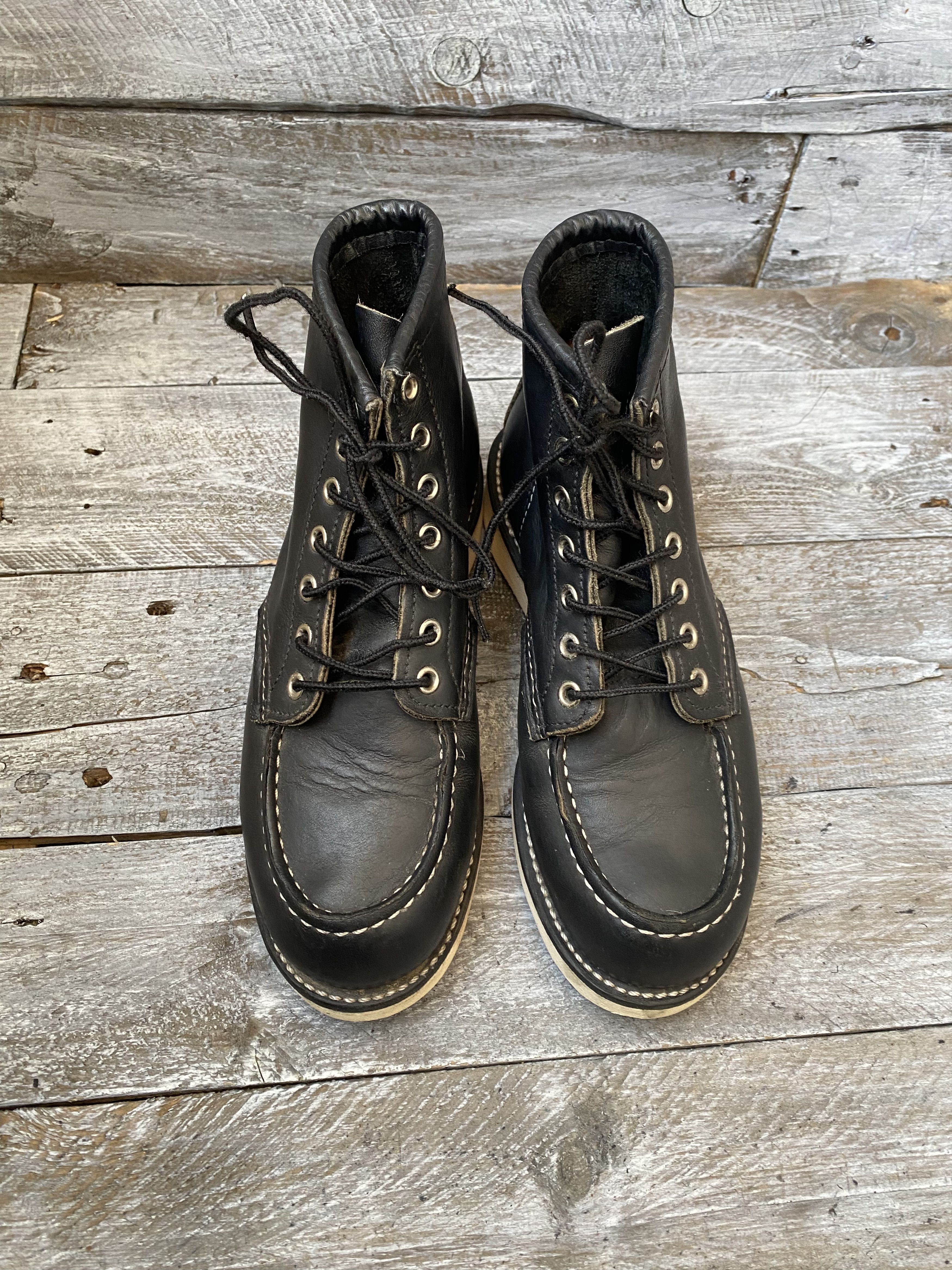 Red Wing Redwing moc-toe black leather boots sz 37.5 Size US 5.5 / EU 38 - 1 Thumbnail