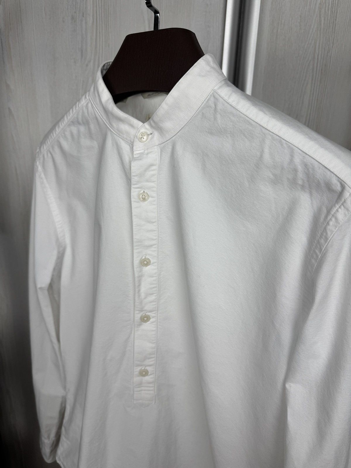 Suitsupply Suitsupply white half button collarless slim fit shirt Size US M / EU 48-50 / 2 - 5 Thumbnail